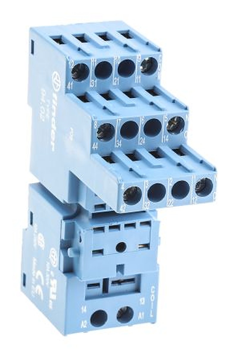 Finder 94 8 Way 250V ac DIN Rail Relay Socket, for use with 55.34 Relay, 55.32 Relay