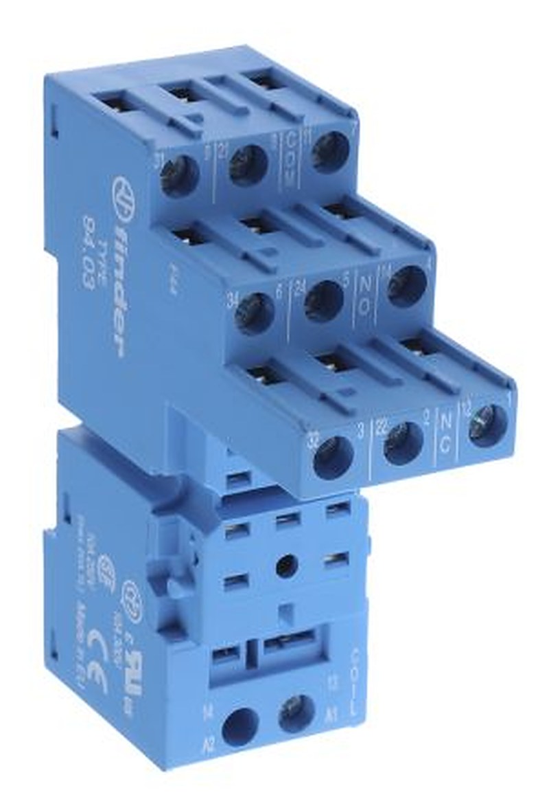 Finder 94 11 Way 250V ac DIN Rail Relay Socket, for use with 55.33 Series Relay