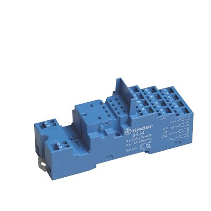 Finder 94 250V DIN Rail Relay Socket, for use with 55.34 Series Relays, 55.32