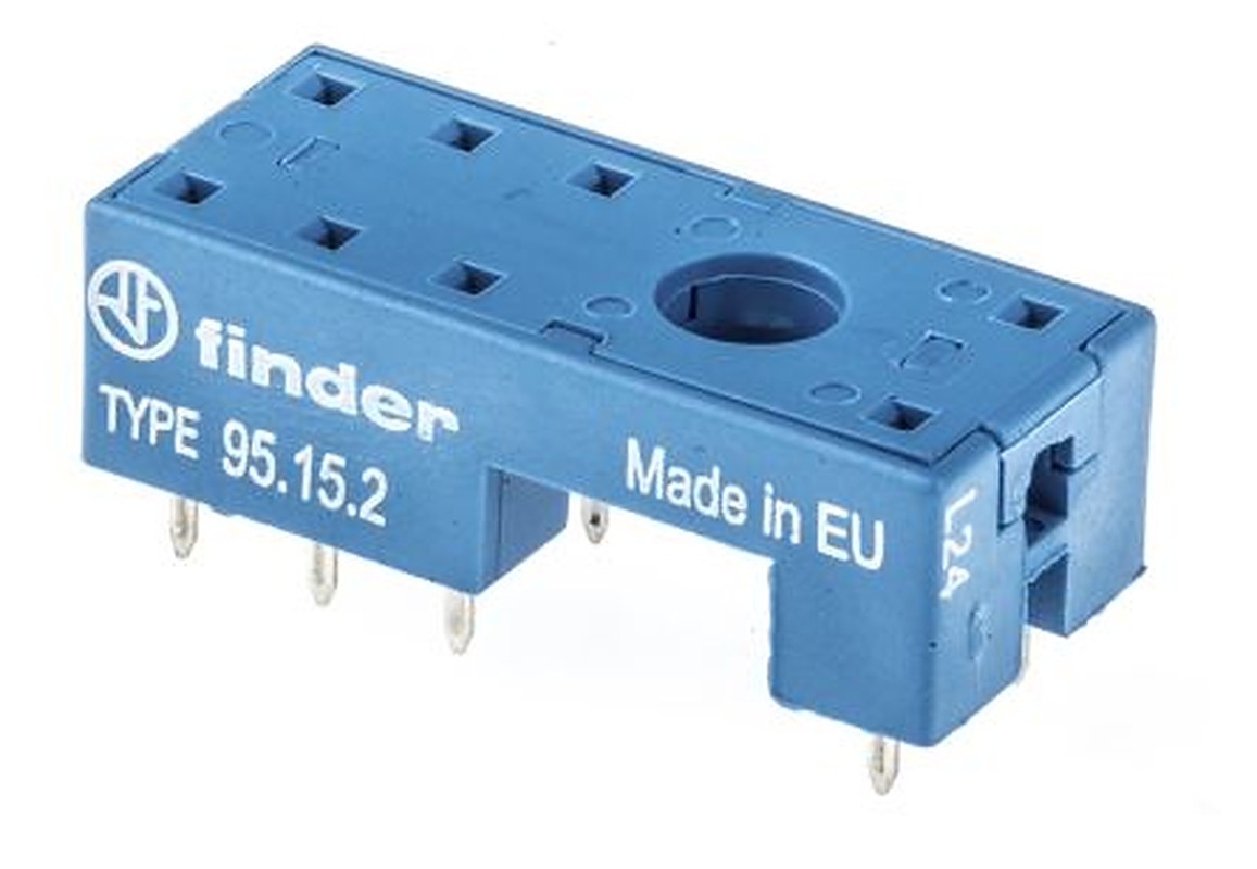 Finder 95 8 Way 250V ac PCB Relay Socket, for use with 44.52, 40.51 Series Relay, 44.62, 40.61, 41.52, 40.52, 41.61,