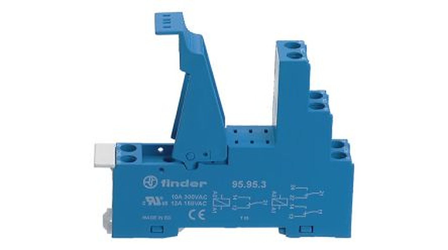Finder 95 250V DIN Rail Relay Socket, for use with 40 Series Relays