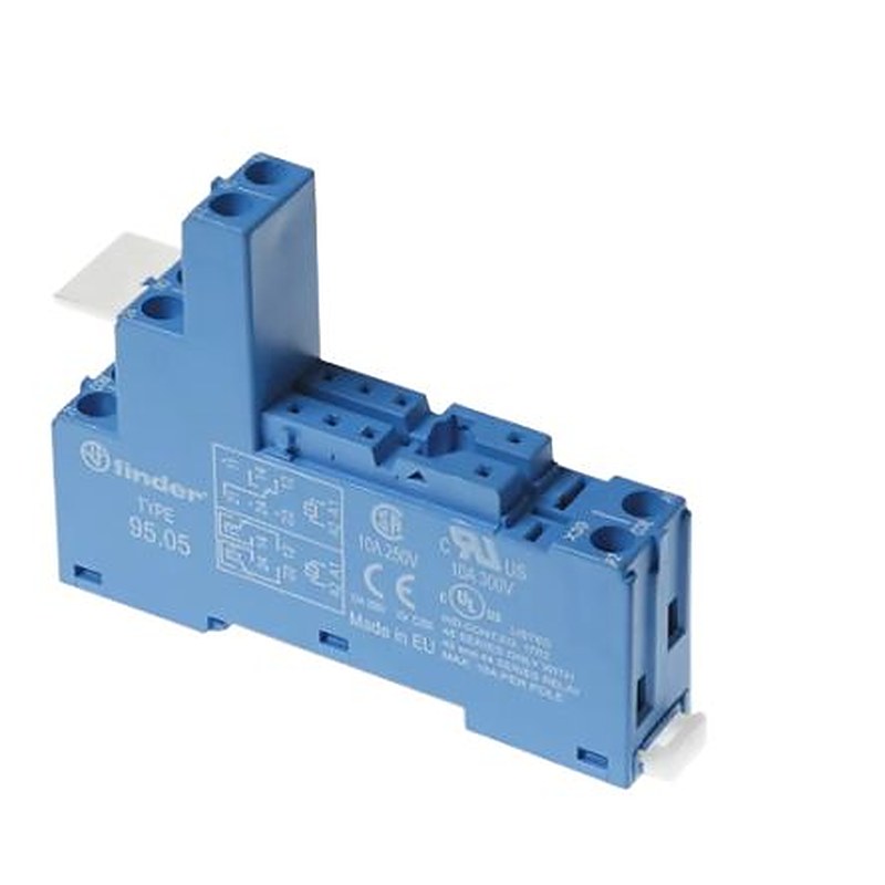 Finder 95 250V Panel Relay Socket, for use with 40.62 Series Relay, 40.51, 40.52, 40.61
