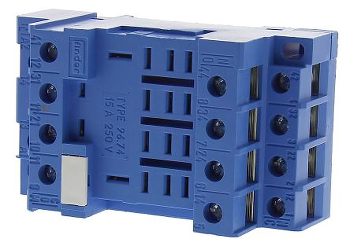 Finder 96 8 Way 250V ac DIN Rail Relay Socket, for use with 56.34 Series Relay