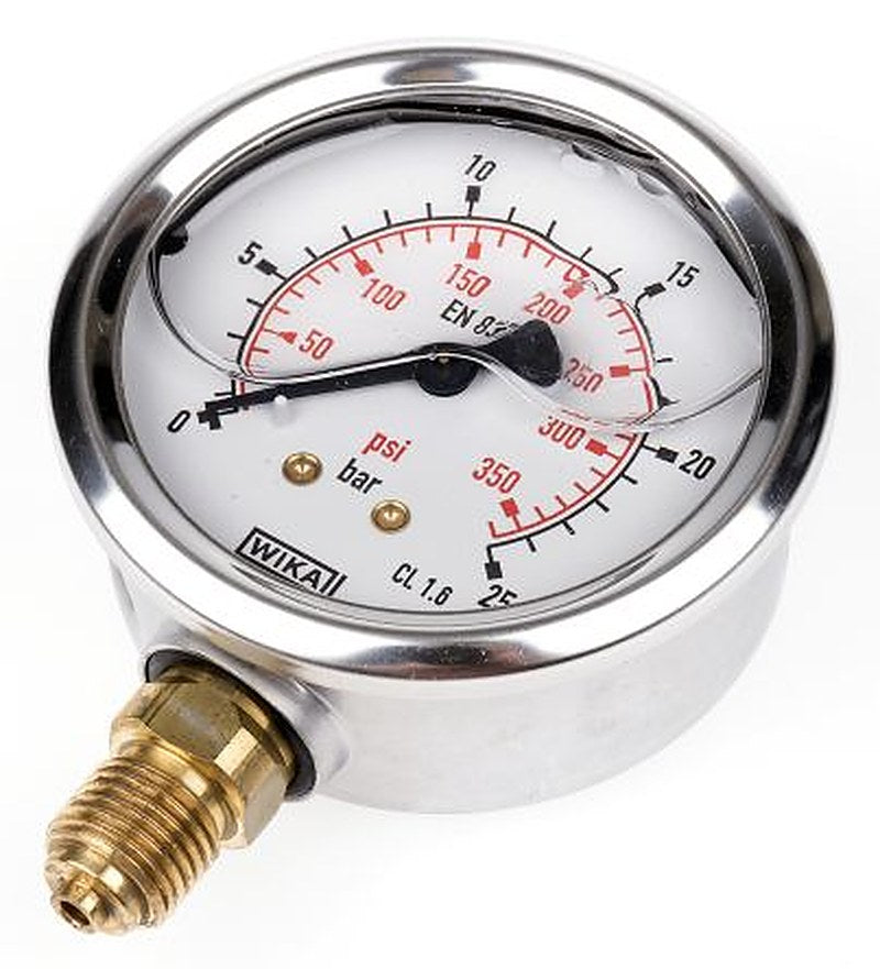 WIKA G 1/4 Type G Pressure Gauge, 63 mm, 25 bar