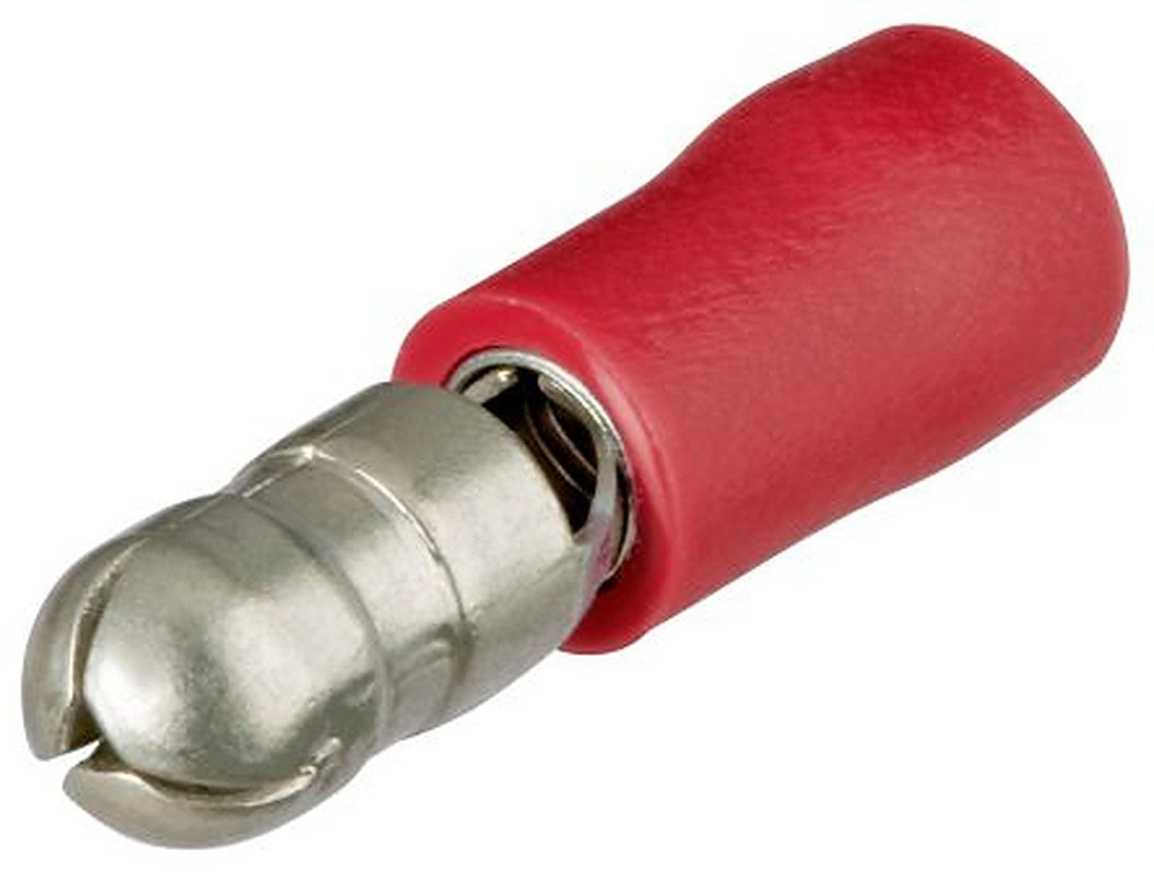 Knipex, 97 Insulated, Brass Crimp Pin Connector, 22 AWG to 16 AWG, 4 mm Pin Diameter, 120 mm Pin Length, Red