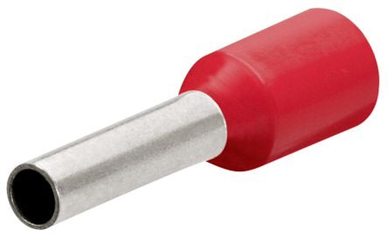 Knipex, 97 99 Insulated Ferrule, 18 mm Pin Length, 4.5 mm Pin Diameter, Red from 8 AWG to 8 AWG Wire Size