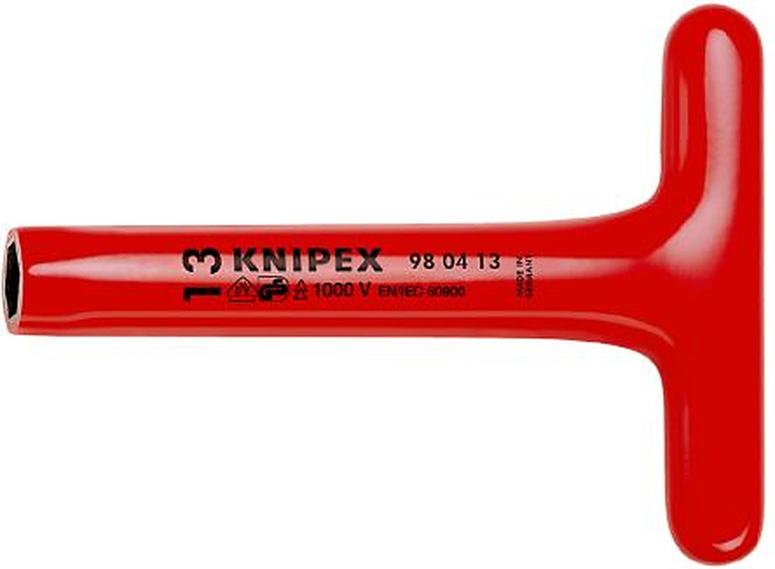 Knipex Hexagonal Nut Driver with T-Handle, 19 mm Tip VDE/1000V Approved, 200mm Overall