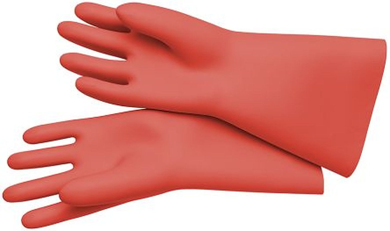 Knipex Electricians Gloves Red Rubber Work Gloves, Size 9, Uncoated Coating
