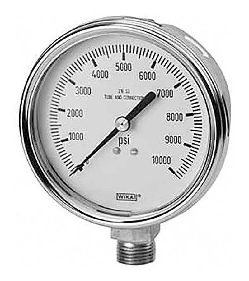 WIKA 1/2 in MNPT Pressure Gauge, 100 mm, 100 psi, RSCAL