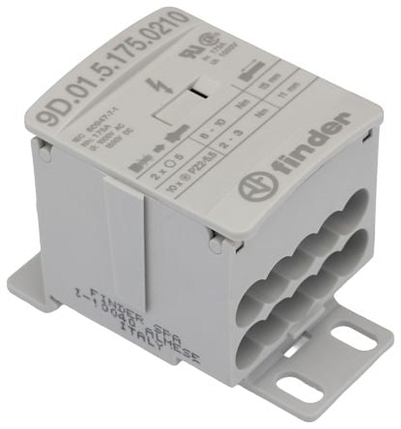 Finder Non-Fused Terminal Block, 12 Way, 1000V, 1500 V, 100kA, White