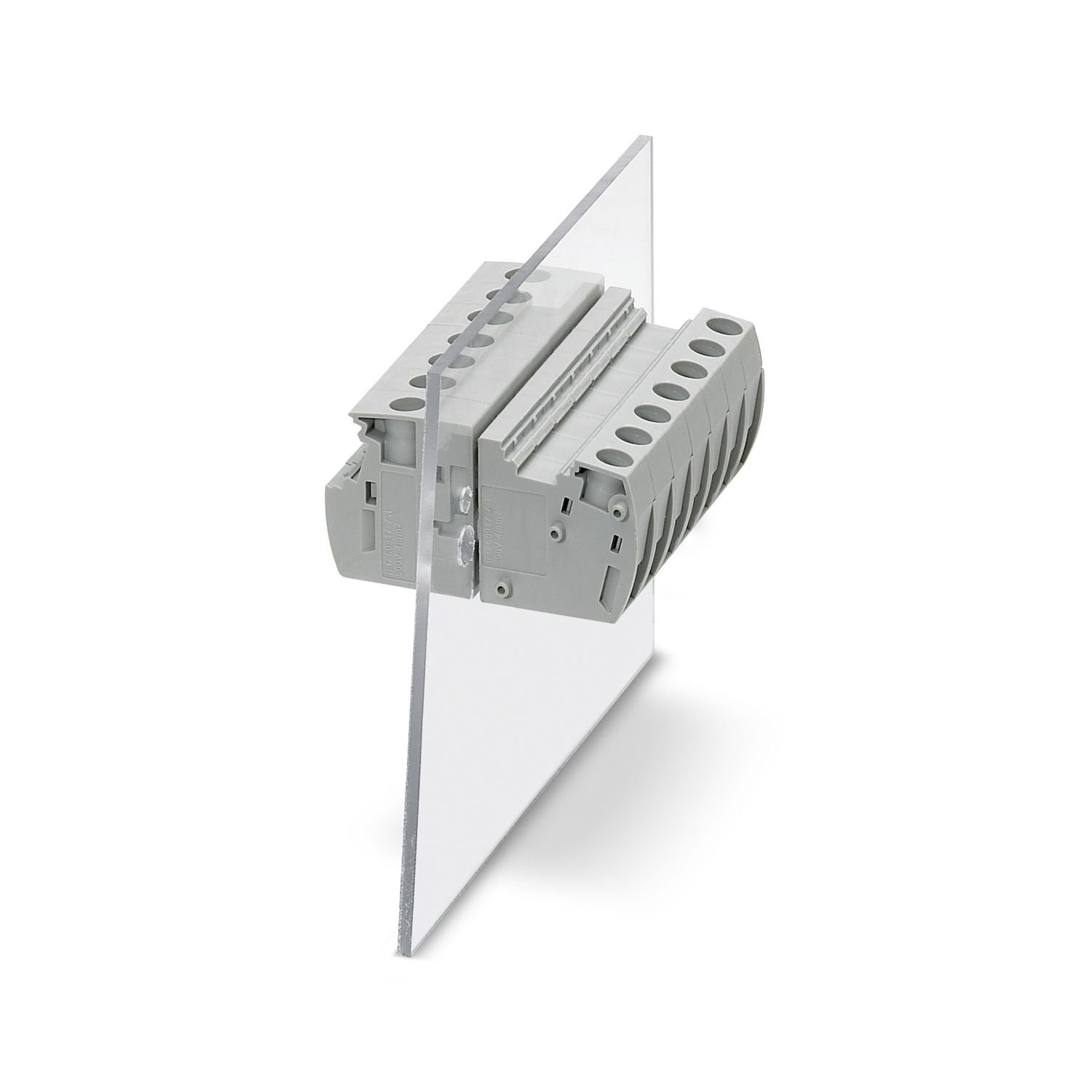 Panel feed-through terminal block, connection method: Screw connection with tension sleeve, Screw connection with tension sleeve, number of positions: 1, load current: 32 A, cross section: 0.2 mm 2 - 6 mm 2 , connection direction of the conductor to plug-in direction: 0 °, width: 8.1 mm, color: gray