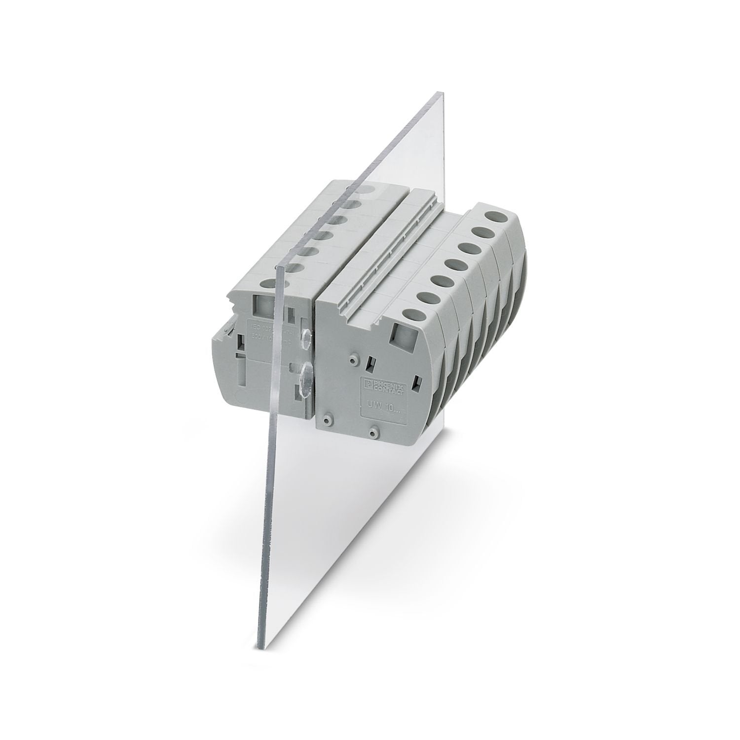 Panel feed-through terminal block, connection method: Screw connection with tension sleeve, Screw connection with tension sleeve, number of positions: 1, load current: 57 A, cross section: 0.5 mm 2 - 16 mm 2 , connection direction of the conductor to plug-in direction: 0 °, width: 10.1 mm, color: gray