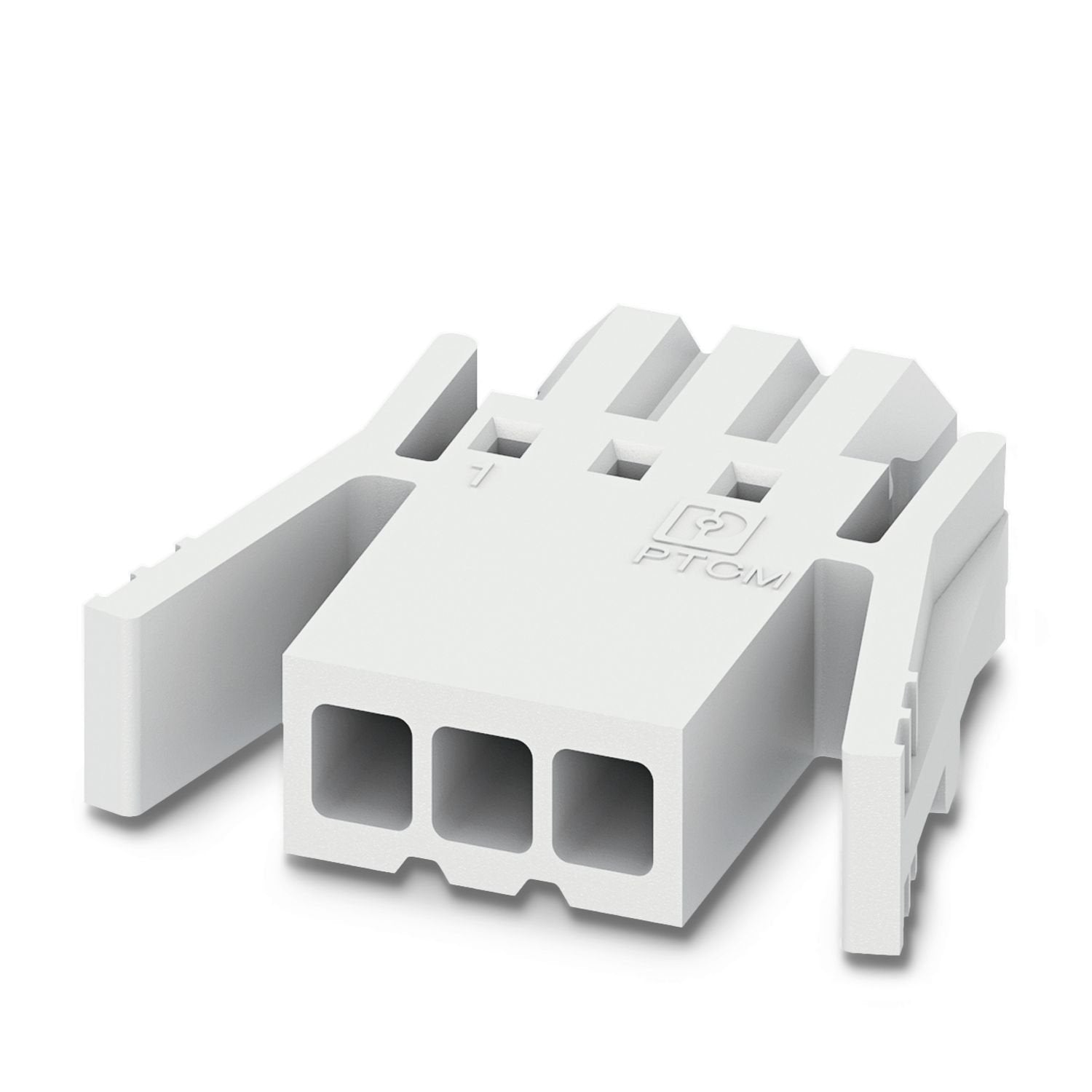 PCB connector, nominal cross section: 0.75 mm 2 , color: white, nominal current: 6 A, rated voltage (III/2): 160 V, contact connection type: Socket, number of potentials: 4, number of rows: 1, number of positions: 4, number of connections: 4, product range: PTCM 0,5/..-PL, pitch: 2.5 mm, connection method: Crimp connection, conductor/PCB connection direction: 0 °, plug-in system: COMBICON PTSM, locking: Snap-in locking, mounting method: Latching flange, type of packaging: packed in cardboard