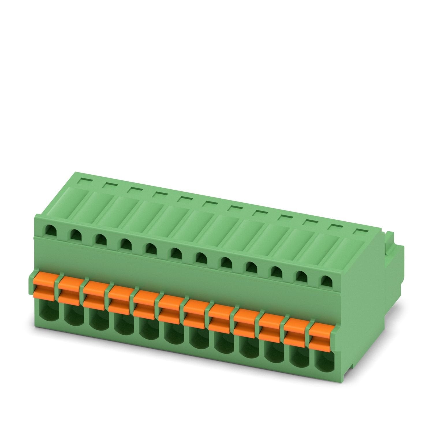 PCB connector, nominal cross section: 0.5 mm 2 , color: green, nominal current: 4 A, rated voltage (III/2): 160 V, contact surface: Sn, contact connection type: Socket, number of potentials: 12, number of rows: 1, number of positions: 12, number of connections: 12, product range: FK-MC 0,5/..-ST, pitch: 2.5 mm, connection method: Push-in spring connection, conductor/PCB connection direction: 0 °, plug-in system: COMBICON FK-MC 0,5, locking: without, mounting method: without, type of packaging: packed in car