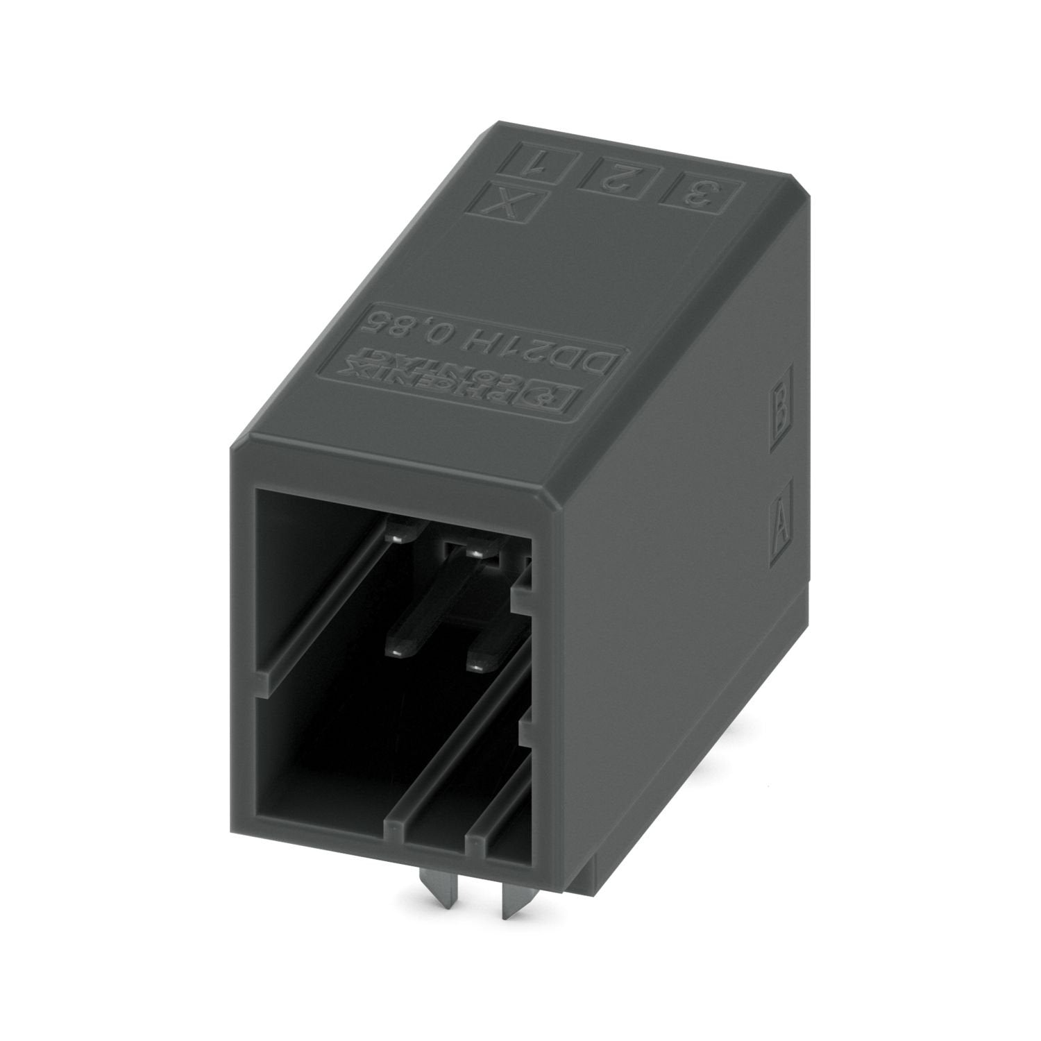 PCB headers, color: black, nominal current: 5 A, rated voltage (III/2): 160 V, contact surface: Sn, contact connection type: Pin, number of rows: 2, number of positions: 6, product range: DD21H 0,85/..-H, pitch: 2.5 mm, mounting: Wave soldering, pin layout: Linear pinning, solder pin [P]: 3.4 mm, number of solder pins per potential: 1, plug-in system: CONNEXIS DD, Pin connector pattern alignment: Standard, locking: Snap-in locking, mounting method: Engagement nose, type of packaging: packed in cardboard