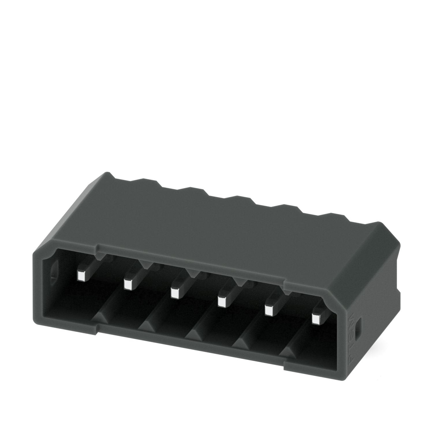 PCB headers, nominal cross section: 0.5 mm 2 , color: black, nominal current: 6 A, rated voltage (III/2): 160 V, contact surface: Sn, contact connection type: Pin, number of potentials: 6, number of rows: 1, number of positions: 6, number of connections: 6, product range: PTSM 0,5/..-HH-THR, pitch: 2.5 mm, mounting: THR soldering / wave soldering, pin layout: Linear pinning, solder pin [P]: 2.1 mm, number of solder pins per potential: 1, plug-in system: COMBICON PTSM, Pin connector pattern alignment: Standa