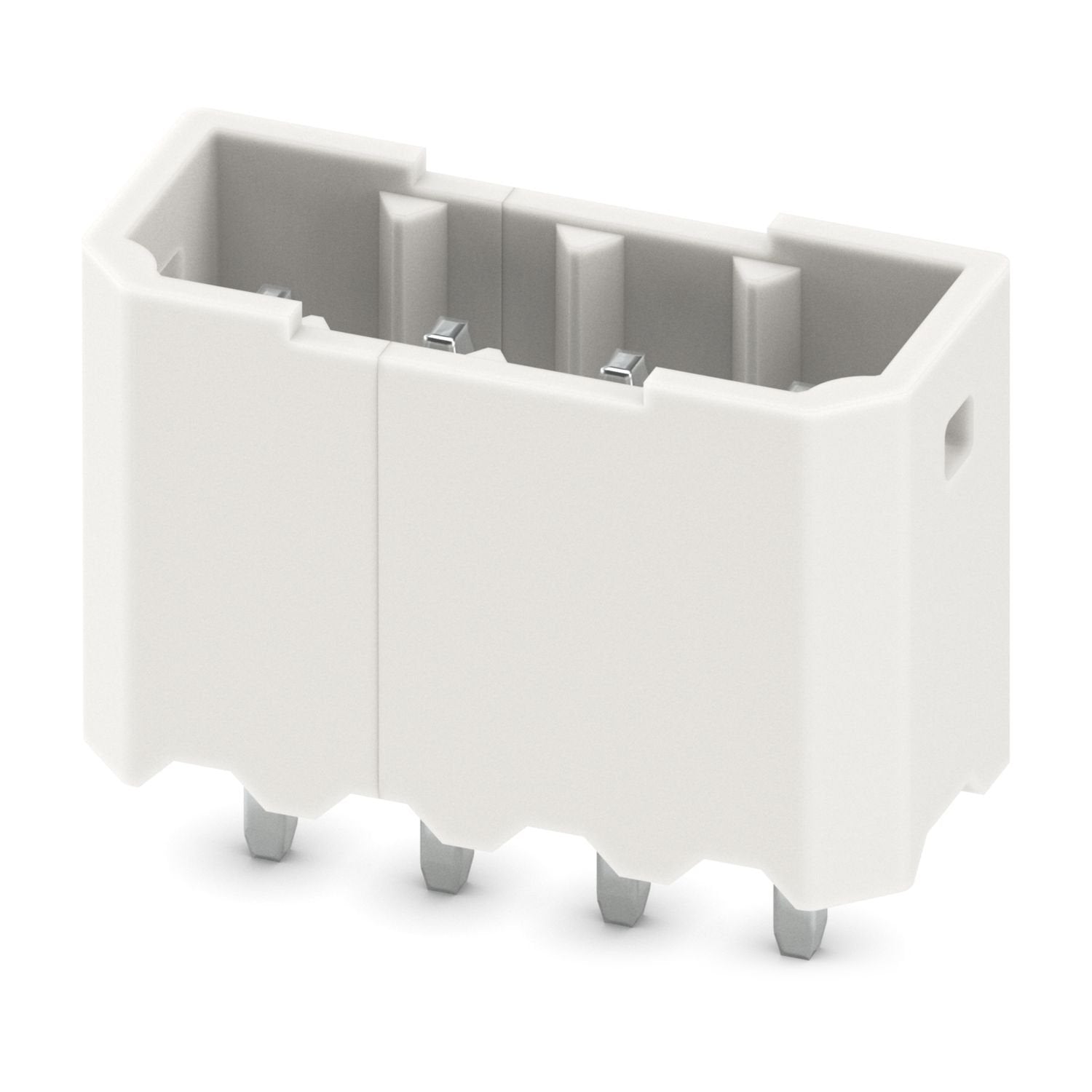 PCB headers, nominal cross section: 0.5 mm 2 , color: signal white, nominal current: 6 A, rated voltage (III/2): 160 V, contact surface: Sn, contact connection type: Pin, number of potentials: 4, number of rows: 1, number of positions: 4, number of connections: 4, product range: PTSM 0,5/..-HV-THR WH, pitch: 2.5 mm, mounting: THR soldering / wave soldering, pin layout: Linear pinning, solder pin [P]: 2 mm, number of solder pins per potential: 1, plug-in system: COMBICON PTSM, Pin connector pattern alignment