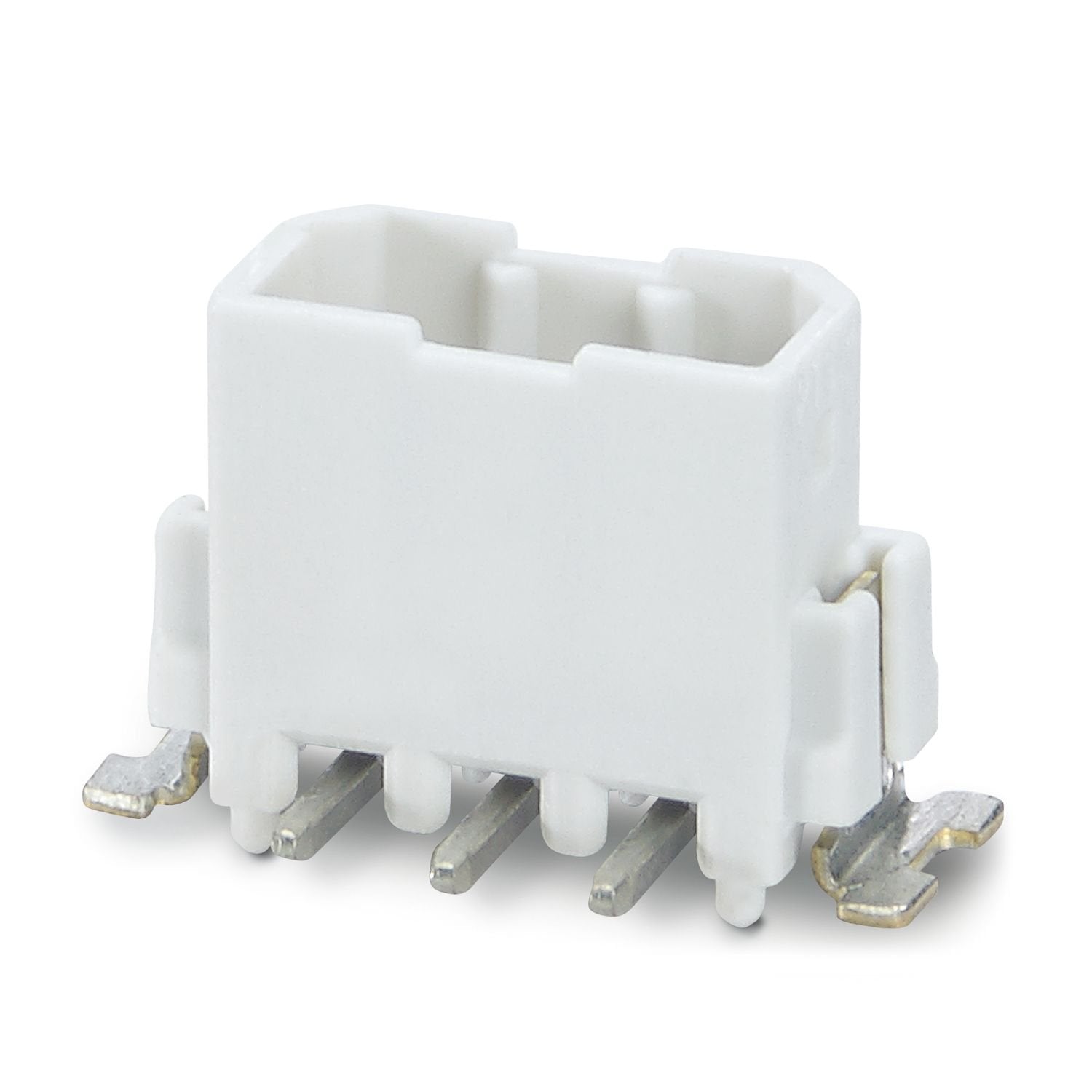 PCB headers, nominal cross section: 0.5 mm 2 , color: signal white, nominal current: 6 A, rated voltage (III/2): 160 V, contact surface: Sn, contact connection type: Pin, number of potentials: 4, number of rows: 1, number of positions: 4, number of connections: 4, product range: PTSM 0,5/..-HV-SMD WH, pitch: 2.5 mm, mounting: SMD soldering, pin layout: Linear pad geometry, number of solder pins per potential: 1, plug-in system: COMBICON PTSM, Pin connector pattern alignment: Standard, locking: without, moun