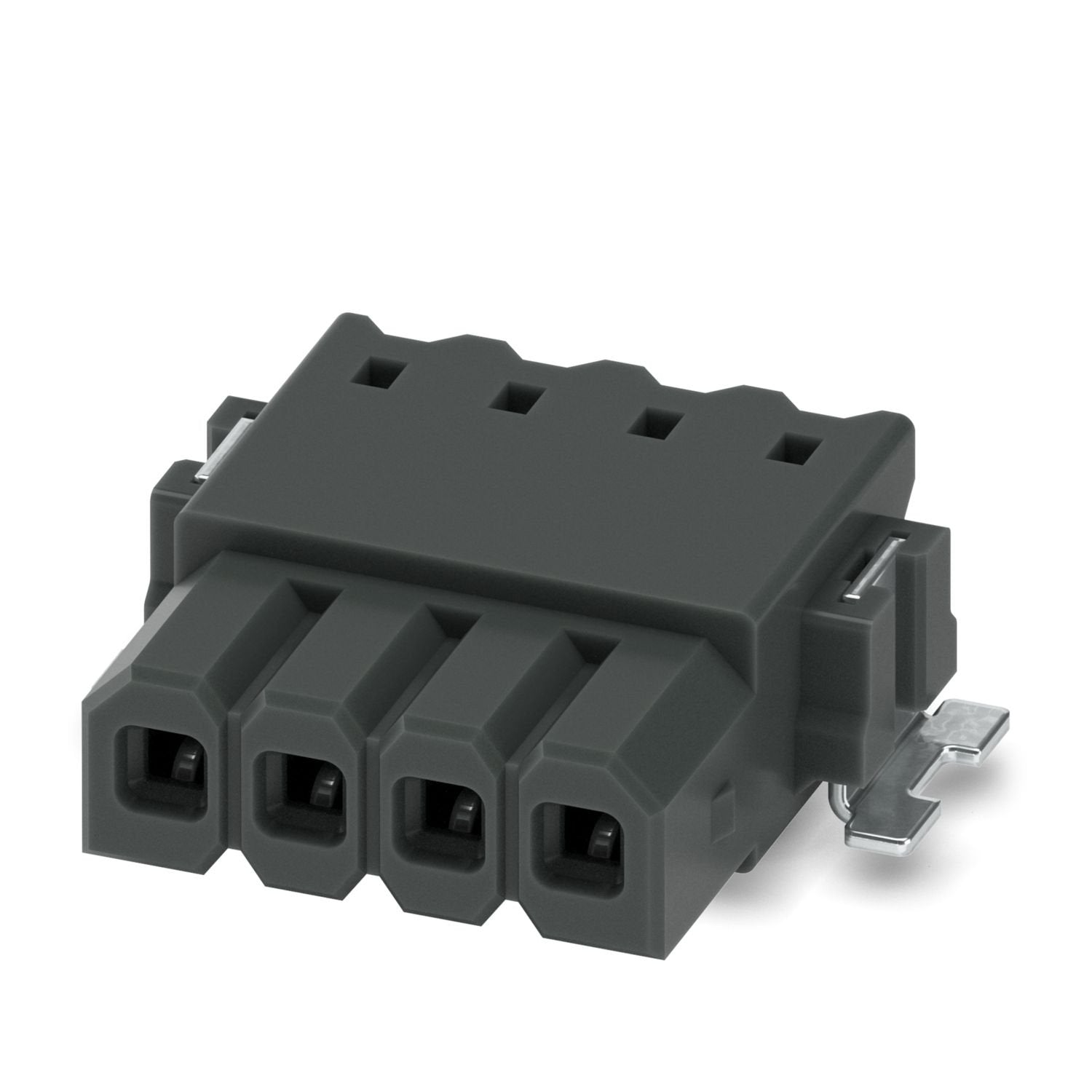 PCB headers, nominal cross section: 0.5 mm 2 , color: black, nominal current: 6 A, rated voltage (III/2): 160 V, contact surface: Sn, contact connection type: Socket, number of potentials: 4, number of rows: 1, number of positions: 4, number of connections: 4, product range: PTSM 0,5/..-HHI-SMD, pitch: 2.5 mm, mounting: SMD soldering, pin layout: Linear pad geometry, number of solder pins per potential: 1, plug-in system: COMBICON PTSM, Pin connector pattern alignment: Standard, locking: without, mounting m