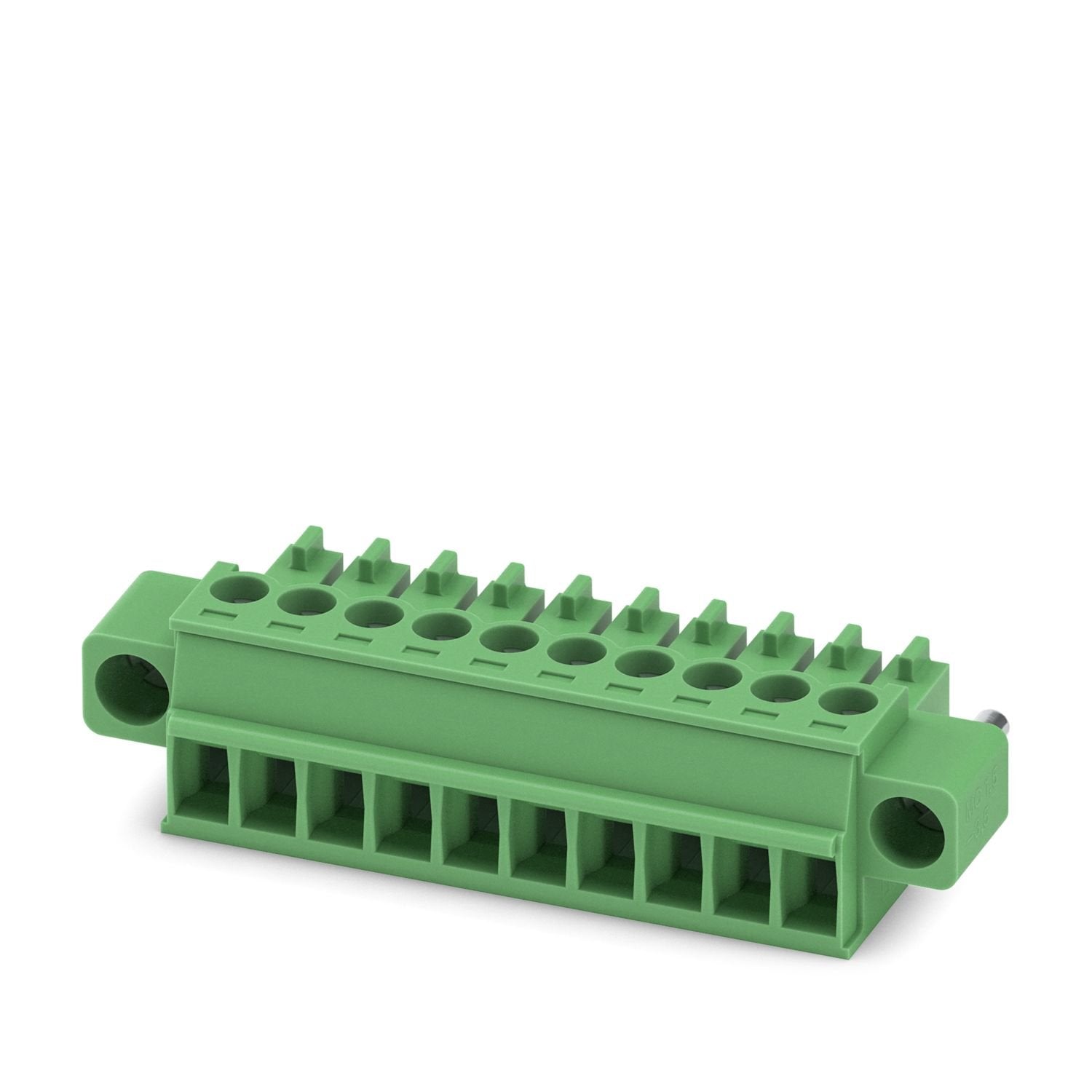 PCB connector, nominal cross section: 1.5 mm 2 , color: green, nominal current: 8 A, rated voltage (III/2): 160 V, contact surface: Sn, contact connection type: Socket, number of potentials: 10, number of rows: 1, number of positions: 10, number of connections: 10, product range: MC 1,5/..-STF, pitch: 3.5 mm, connection method: Screw connection with tension sleeve, screw head form: L Slotted, conductor/PCB connection direction: 0 °, plug-in system: COMBICON MC 1,5, locking: Screw locking mechanism, mounting