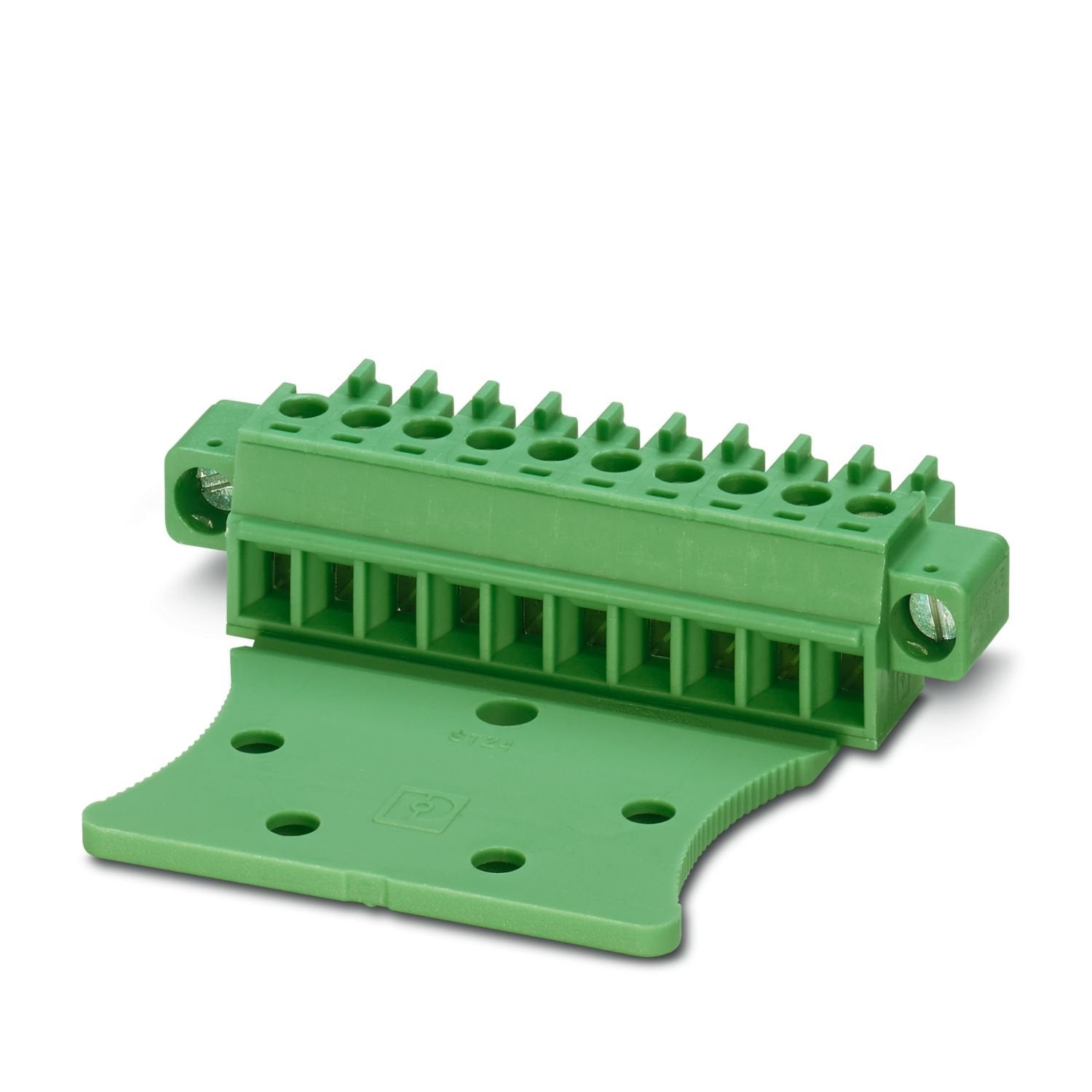 PCB connector, nominal cross section: 1.5 mm 2 , color: green, nominal current: 8 A, rated voltage (III/2): 160 V, contact surface: Sn, contact connection type: Socket, number of potentials: 16, number of rows: 1, number of positions: 16, product range: MC 1,5/..-STZFMSTB, pitch: 3.81 mm, connection method: Screw connection with tension sleeve, screw head form: L Slotted, conductor/PCB connection direction: 0 °, plug-in system: COMBICON MC 1,5, locking: Screw locking mechanism, mounting method: Screw flange
