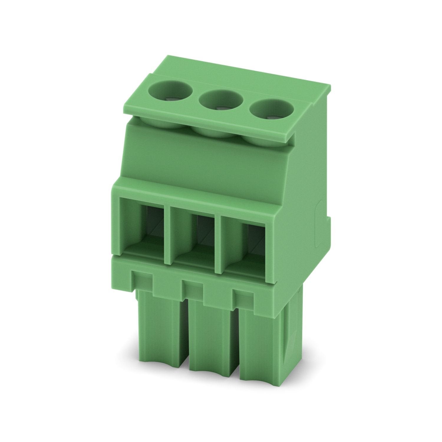 PCB connector, nominal cross section: 1.5 mm 2 , color: green, nominal current: 8 A, rated voltage (III/2): 160 V, contact surface: Sn, contact connection type: Socket, number of potentials: 3, number of rows: 1, number of positions: 3, number of connections: 3, product range: MCVW 1,5/..-ST, pitch: 3.5 mm, connection method: Screw connection with tension sleeve, screw head form: L Slotted, conductor/PCB connection direction: -90 °, plug-in system: COMBICON MC 1,5, locking: without, mounting method: without