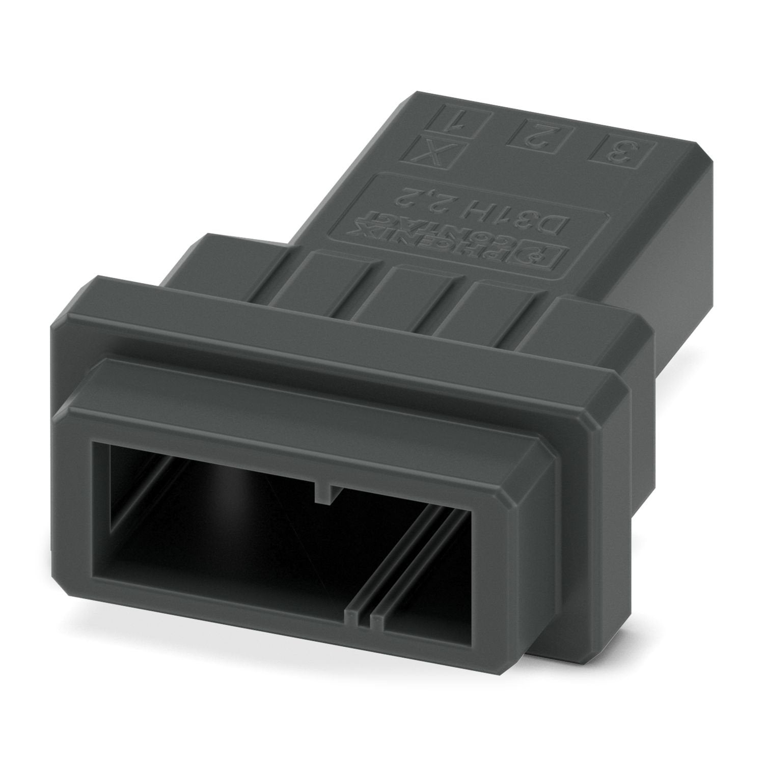 PCB connector, color: black, nominal current: 8 A, rated voltage (III/2): 160 V, contact surface: Sn, contact connection type: Pin, number of rows: 1, number of positions: 3, product range: D31H 2,2/..-FH, pitch: 3.81 mm, connection method: Crimp connection, conductor/PCB connection direction: 0 °, locking clip: - without locking clip, plug-in system: CONNEXIS D, locking: Snap-in locking, mounting method: Engagement nose, type of packaging: packed in cardboard