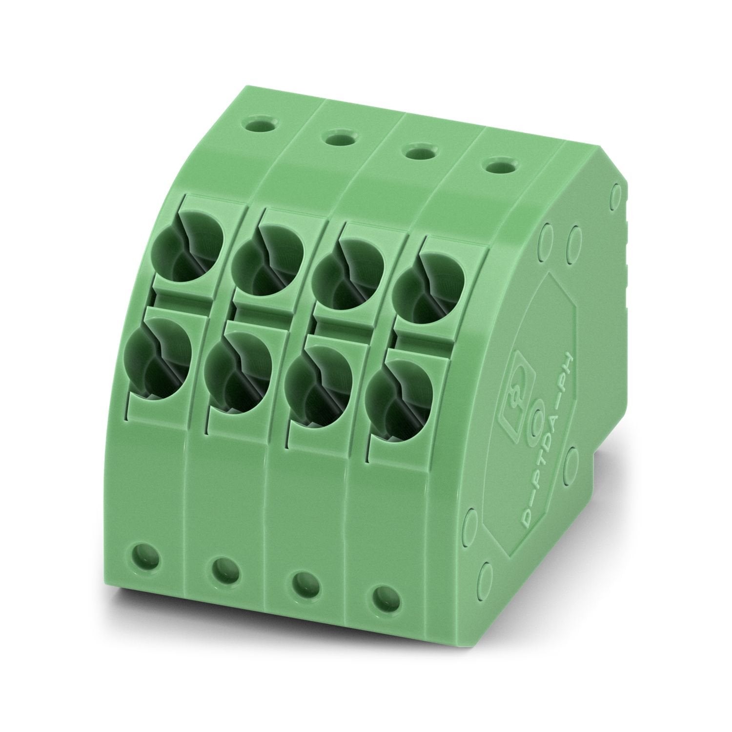 PCB connector, nominal cross section: 1.5 mm 2 , color: green, nominal current: 8 A, rated voltage (III/2): 240 V, contact surface: Sn, contact connection type: Socket, number of potentials: 4, number of rows: 1, number of positions: 4, number of connections: 8, product range: PTDA 1,5/..-PH, pitch: 3.5 mm, connection method: Push-in spring connection, conductor/PCB connection direction: 45 °, pin layout: Linear double pinning, plug-in system: COMBICON PST 1,0, locking: without, mounting method: without, ty