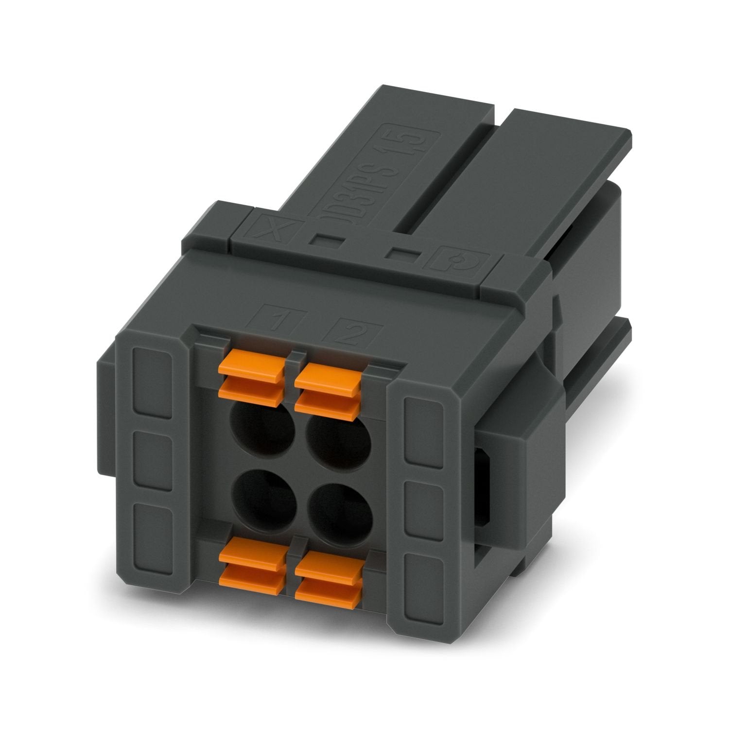 PCB connector, nominal cross section: 1.5 mm 2 , color: black, nominal current: 8 A, rated voltage (III/2): 160 V, contact surface: Sn, contact connection type: Socket, number of rows: 2, number of positions: 4, product range: DD31PS 1,5/.., pitch: 3.81 mm, connection method: Push-in spring connection, conductor/PCB connection direction: 0 °, locking clip: - without locking clip, plug-in system: CONNEXIS DD, locking: Snap-in locking, mounting method: Latching flange, type of packaging: packed in cardboard