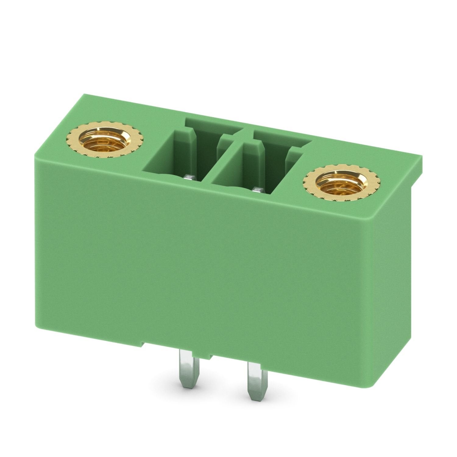 PCB headers, nominal cross section: 1.5 mm 2 , color: green, nominal current: 8 A, rated voltage (III/2): 160 V, contact surface: Sn, contact connection type: Pin, number of potentials: 2, number of rows: 1, number of positions: 2, number of connections: 2, product range: MCV 1,5/..-GF-LR, pitch: 3.5 mm, mounting: Wave soldering, pin layout: Linear pinning, solder pin [P]: 3.4 mm, number of solder pins per potential: 1, plug-in system: COMBICON MC 1,5, Pin connector pattern alignment: Standard, locking: Loc