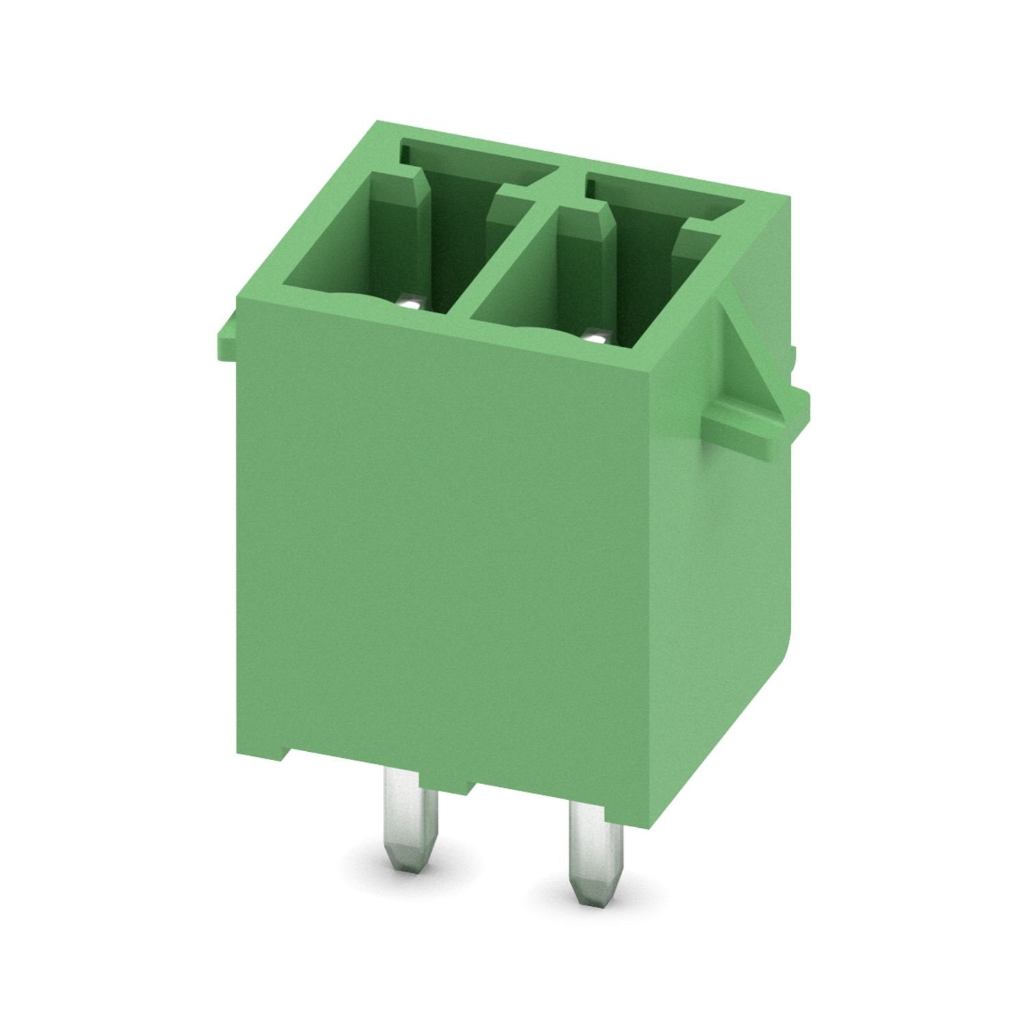 PCB headers, nominal cross section: 1.5 mm 2 , color: green, nominal current: 8 A, rated voltage (III/2): 160 V, contact surface: Sn, contact connection type: Pin, number of potentials: 2, number of rows: 1, number of positions: 2, number of connections: 2, product range: MCV 1,5/..-G-RN, pitch: 3.5 mm, mounting: Wave soldering, pin layout: Linear pinning, solder pin [P]: 3.4 mm, number of solder pins per potential: 1, plug-in system: COMBICON FMC 1,5 - MCDN 1,5, Pin connector pattern alignment: Standard, l