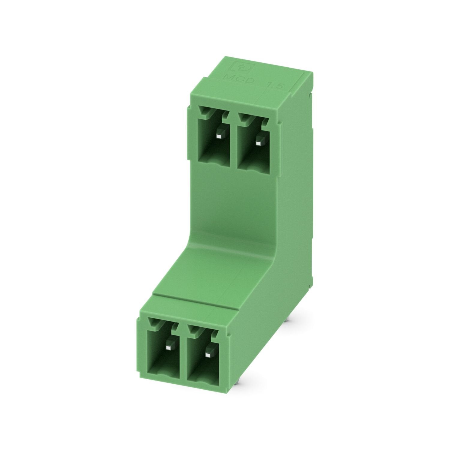 PCB headers, nominal cross section: 1.5 mm 2 , color: green, nominal current: 8 A, rated voltage (III/2): 160 V, contact surface: Sn, contact connection type: Pin, number of potentials: 4, number of rows: 2, number of positions: 2, number of connections: 4, product range: MCD 1,5/..-G, pitch: 3.81 mm, mounting: Wave soldering, pin layout: Linear pinning, solder pin [P]: 3.5 mm, number of solder pins per potential: 1, plug-in system: COMBICON MC 1,5, Pin connector pattern alignment: Standard, locking: withou