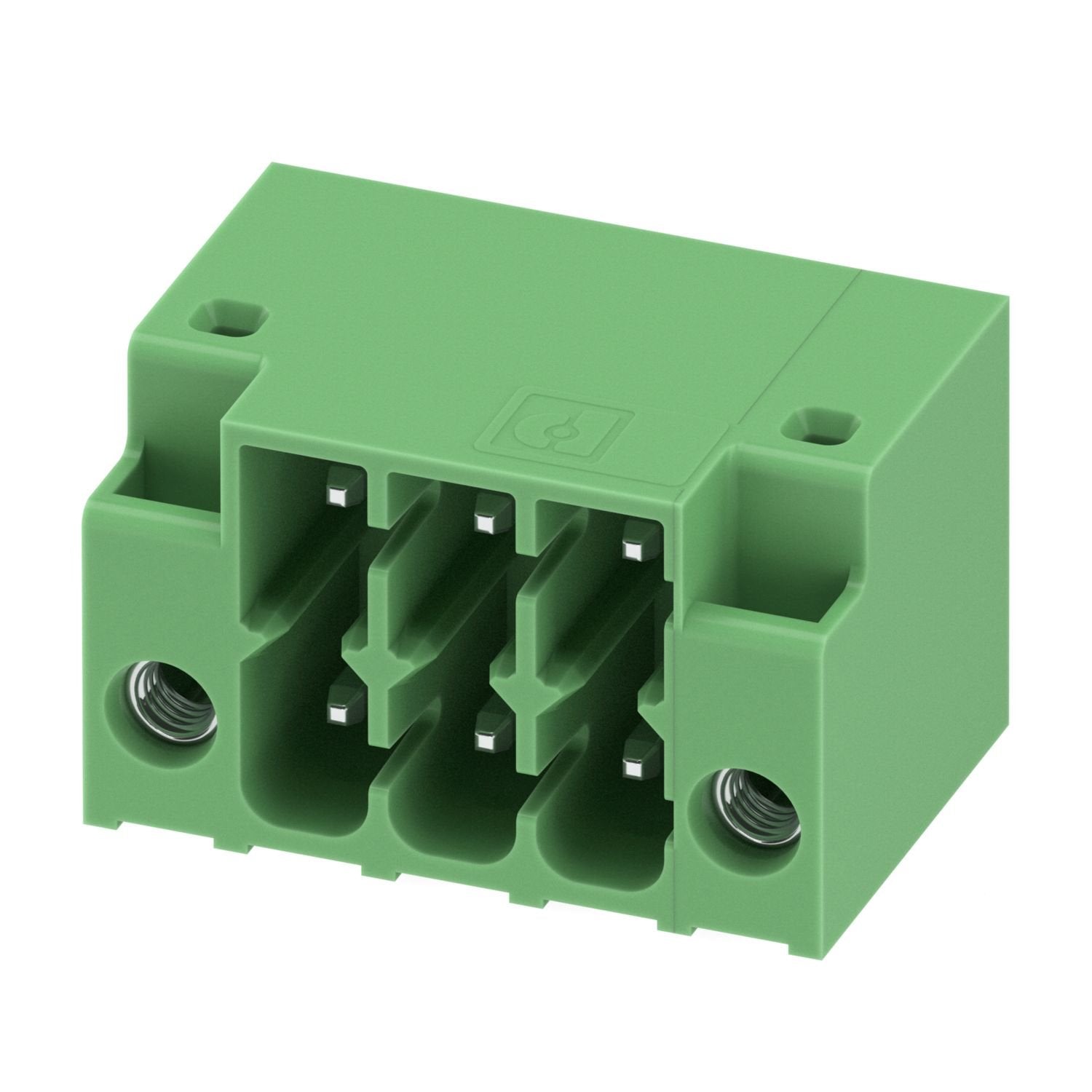 PCB headers, nominal cross section: 1.5 mm 2 , color: green, nominal current: 8 A, rated voltage (III/2): 160 V, contact surface: Sn, contact connection type: Pin, number of potentials: 6, number of rows: 2, number of positions: 3, number of connections: 6, product range: DMC 1,5/..-G1F, pitch: 3.5 mm, mounting: Wave soldering, pin layout: Linear pinning, solder pin [P]: 3.5 mm, number of solder pins per potential: 1, plug-in system: COMBICON DFMC 1,5, Pin connector pattern alignment: Standard, locking: Loc