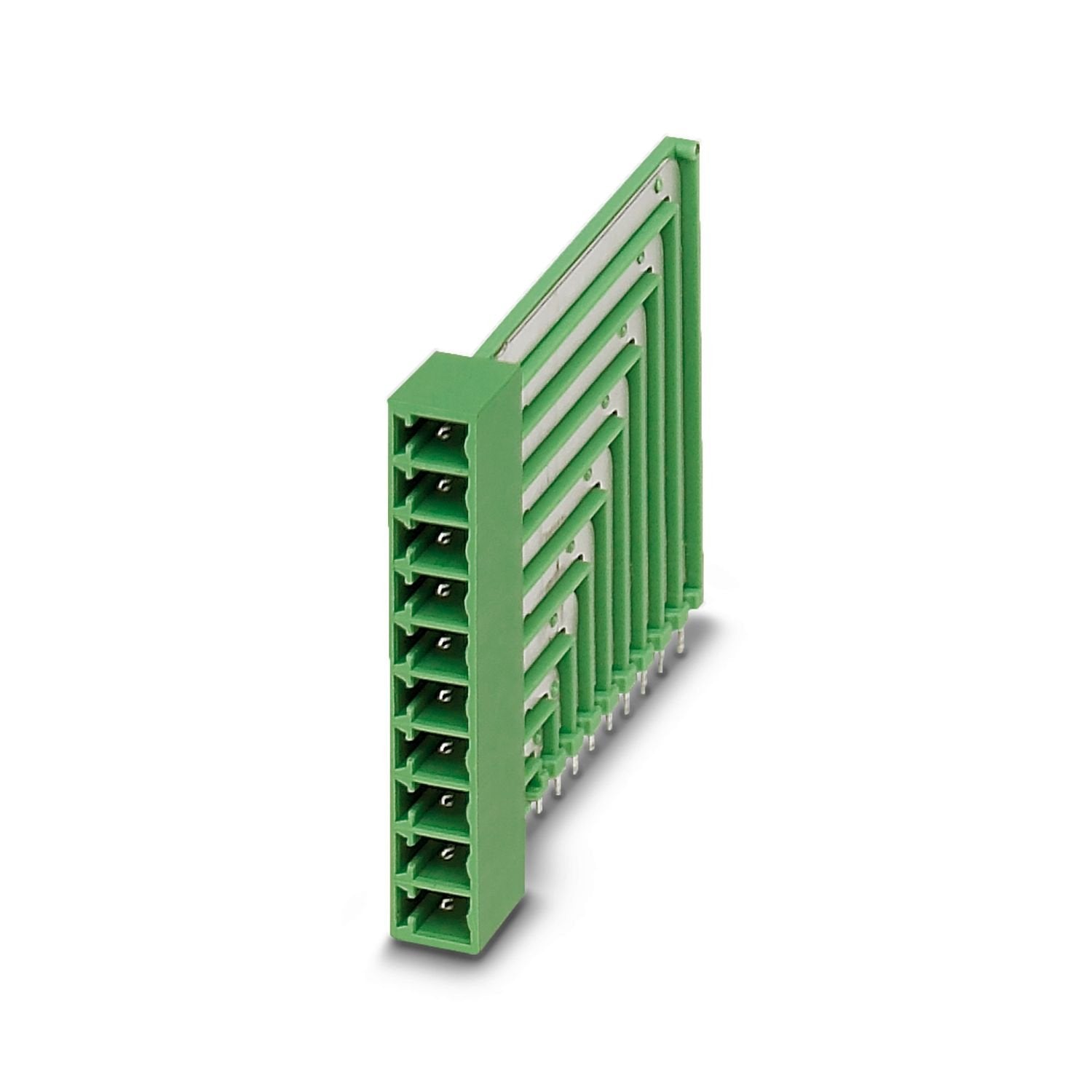 PCB headers, nominal cross section: 1.5 mm 2 , color: green, nominal current: 8 A, rated voltage (III/2): 160 V, contact surface: Sn, contact connection type: Pin, number of potentials: 6, number of rows: 1, number of positions: 6, number of connections: 6, product range: MCO 1,5/..-GL, pitch: 3.81 mm, mounting: Wave soldering, pin layout: Linear pinning, solder pin [P]: 3 mm, number of solder pins per potential: 1, plug-in system: COMBICON MC 1,5, Pin connector pattern alignment: Orthogonal, locking: witho