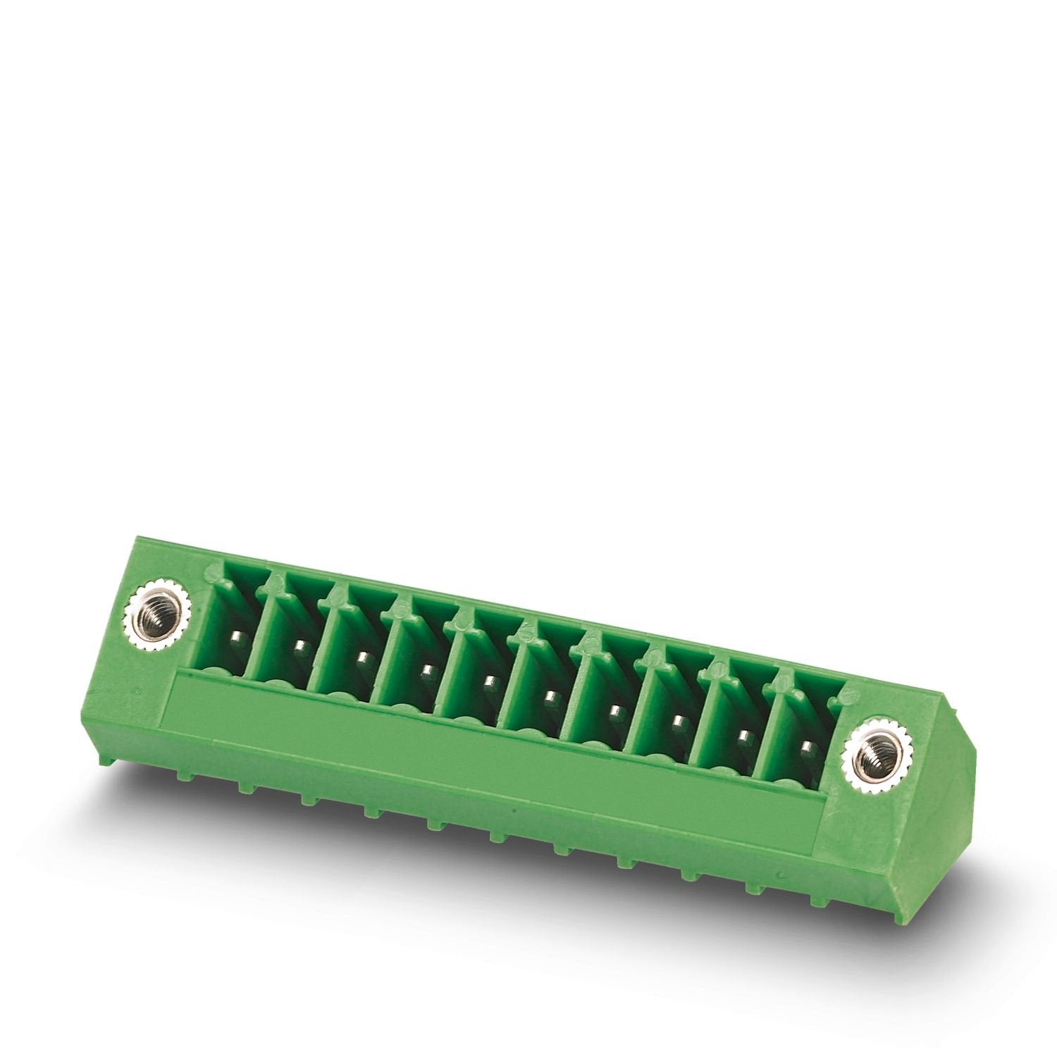 PCB headers, nominal cross section: 1.5 mm 2 , color: green, nominal current: 8 A, rated voltage (III/2): 160 V, contact surface: Sn, contact connection type: Pin, number of potentials: 6, number of rows: 1, number of positions: 6, number of connections: 6, product range: SMC 1,5/..-GF, pitch: 3.81 mm, mounting: Wave soldering, pin layout: Linear pinning, solder pin [P]: 3.4 mm, number of solder pins per potential: 1, plug-in system: COMBICON MC 1,5, Pin connector pattern alignment: Standard, locking: Screw
