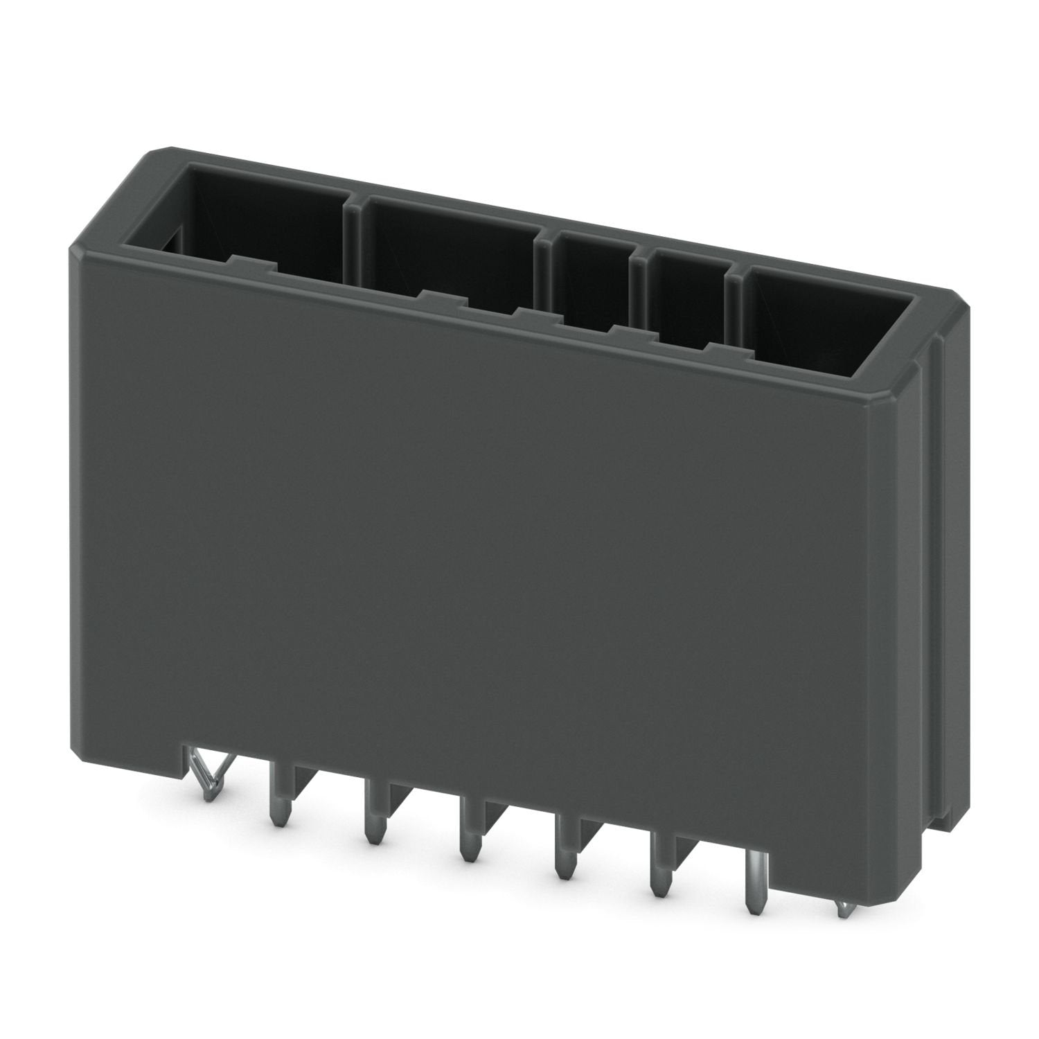 PCB headers, color: black, nominal current: 8 A, rated voltage (III/2): 160 V, contact surface: Sn, contact connection type: Pin, number of rows: 1, number of positions: 6, product range: D31H 2,2/..-V, pitch: 3.81 mm, mounting: Wave soldering, pin layout: Linear pinning, solder pin [P]: 3.8 mm, number of solder pins per potential: 1, plug-in system: CONNEXIS D, Pin connector pattern alignment: Standard, locking: Snap-in locking, mounting method: Engagement nose, type of packaging: packed in cardboard