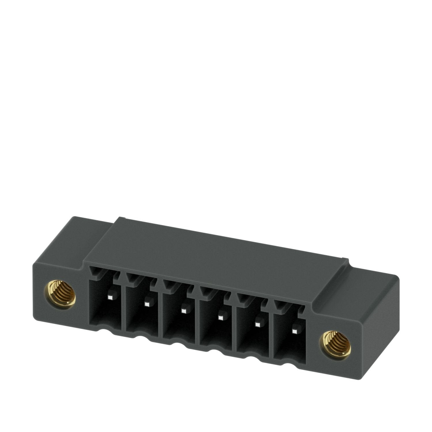 PCB headers, nominal cross section: 1.5 mm 2 , color: black, nominal current: 8 A, rated voltage (III/2): 160 V, contact surface: Sn, contact connection type: Pin, number of potentials: 6, number of rows: 1, number of positions: 6, number of connections: 6, product range: MC 1,5/..-GF-THR, pitch: 3.5 mm, mounting: THR soldering, pin layout: Linear pinning, solder pin [P]: 2.6 mm, number of solder pins per potential: 1, plug-in system: COMBICON MC 1,5, Pin connector pattern alignment: Standard, locking: Scre