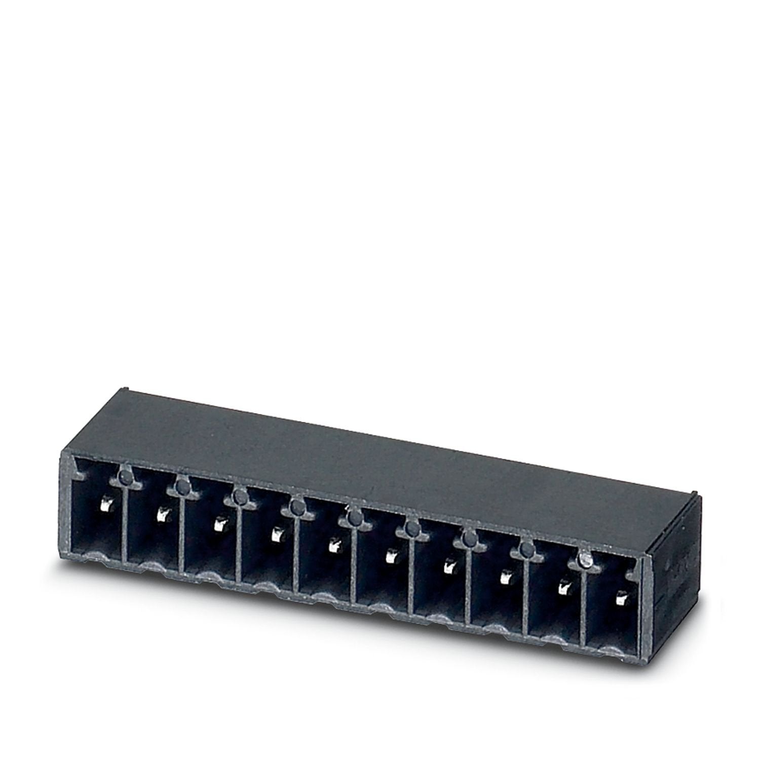 PCB headers, nominal cross section: 1.5 mm 2 , color: black, nominal current: 8 A, rated voltage (III/2): 160 V, contact surface: Sn, contact connection type: Pin, number of potentials: 6, number of rows: 1, number of positions: 6, number of connections: 6, product range: MC 1,5/..-G-THR, pitch: 3.5 mm, mounting: THR soldering / wave soldering, pin layout: Linear pinning, solder pin [P]: 2.6 mm, number of solder pins per potential: 1, plug-in system: COMBICON MC 1,5, Pin connector pattern alignment: Standar
