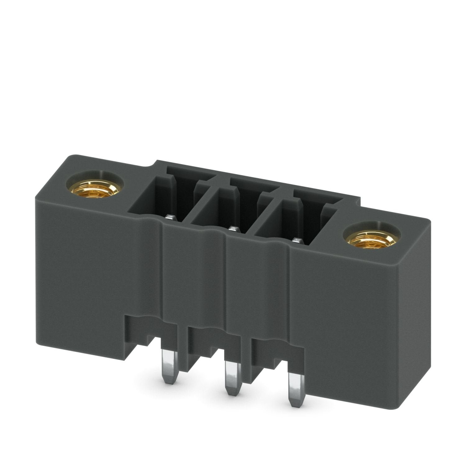 PCB headers, nominal cross section: 1.5 mm 2 , color: black, nominal current: 8 A, rated voltage (III/2): 160 V, contact surface: Sn, contact connection type: Pin, number of potentials: 3, number of rows: 1, number of positions: 3, number of connections: 3, product range: MCV 1,5/..-GF-THR, pitch: 3.81 mm, mounting: THR soldering / wave soldering, pin layout: Linear pinning, solder pin [P]: 2.6 mm, number of solder pins per potential: 1, plug-in system: COMBICON MC 1,5, Pin connector pattern alignment: Stan