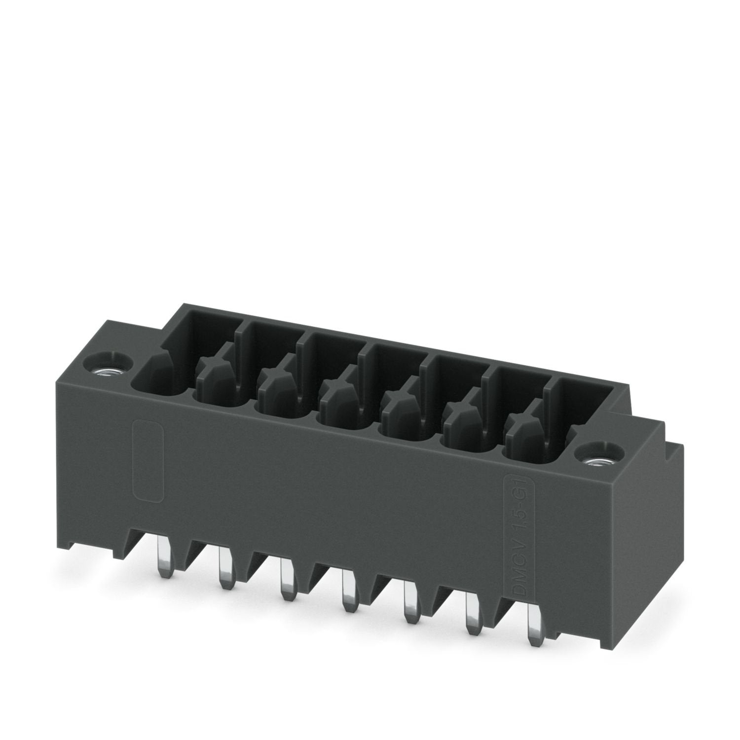 PCB headers, nominal cross section: 1.5 mm 2 , color: black, nominal current: 8 A, rated voltage (III/2): 160 V, contact surface: Sn, contact connection type: Pin, number of potentials: 14, number of rows: 2, number of positions: 7, number of connections: 14, product range: DMCV 1,5/..-G1F-THR, pitch: 3.5 mm, mounting: THR soldering, pin layout: Linear pinning, solder pin [P]: 2 mm, number of solder pins per potential: 1, plug-in system: COMBICON DFMC 1,5, Pin connector pattern alignment: Standard, locking: