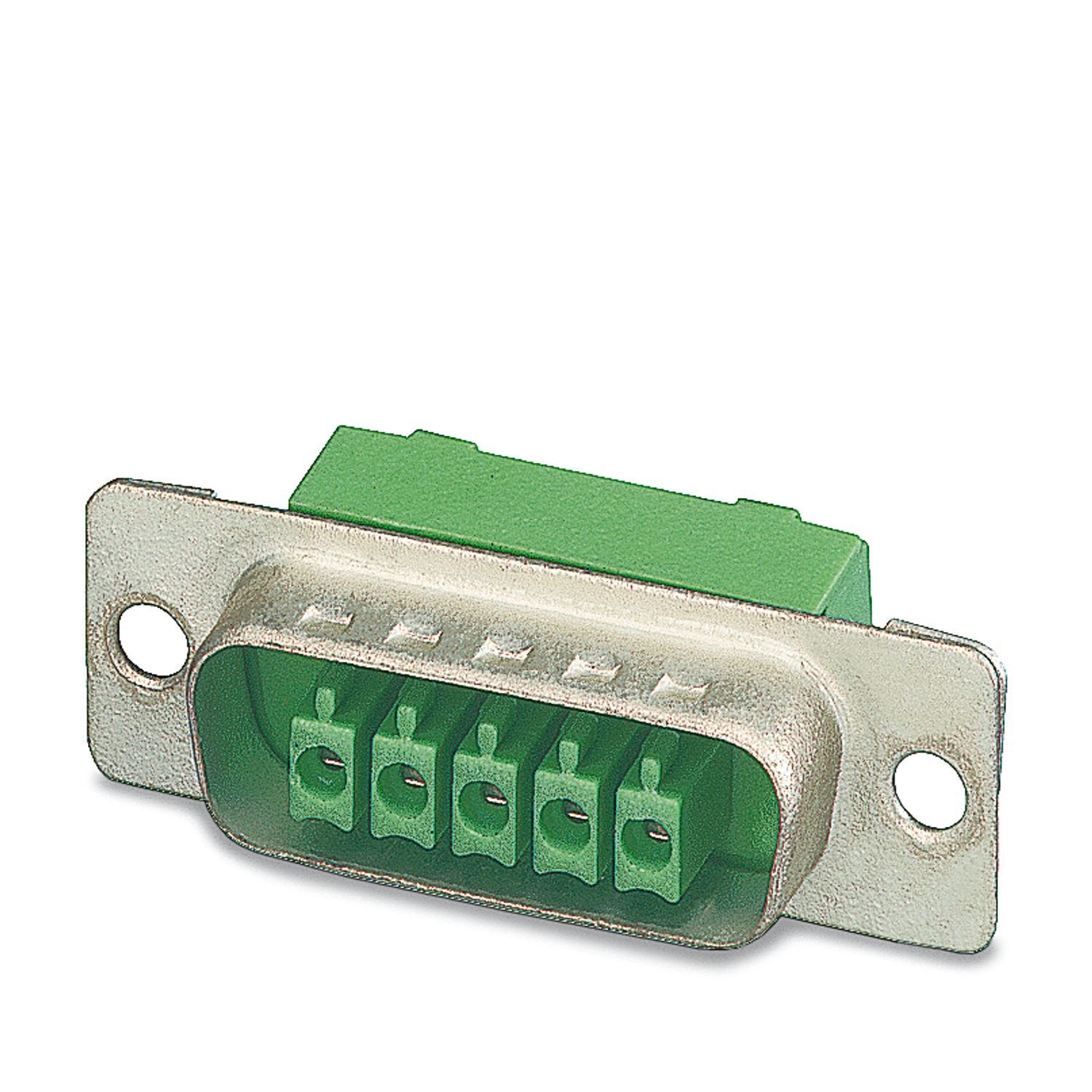 PCB connector, nominal cross section: 1.5 mm 2 , color: green, nominal current: 8 A, rated voltage (III/2): 320 V, contact surface: Sn, contact connection type: Socket, number of potentials: 5, number of rows: 1, number of positions: 5, number of connections: 5, product range: PSC 1,5/..-F, pitch: 3.5 mm, connection method: Screw connection with tension sleeve, screw head form: L Slotted, conductor/PCB connection direction: 0 °, plug-in system: PSC 1,5, Electrical properties: shielded, locking: Screw lockin