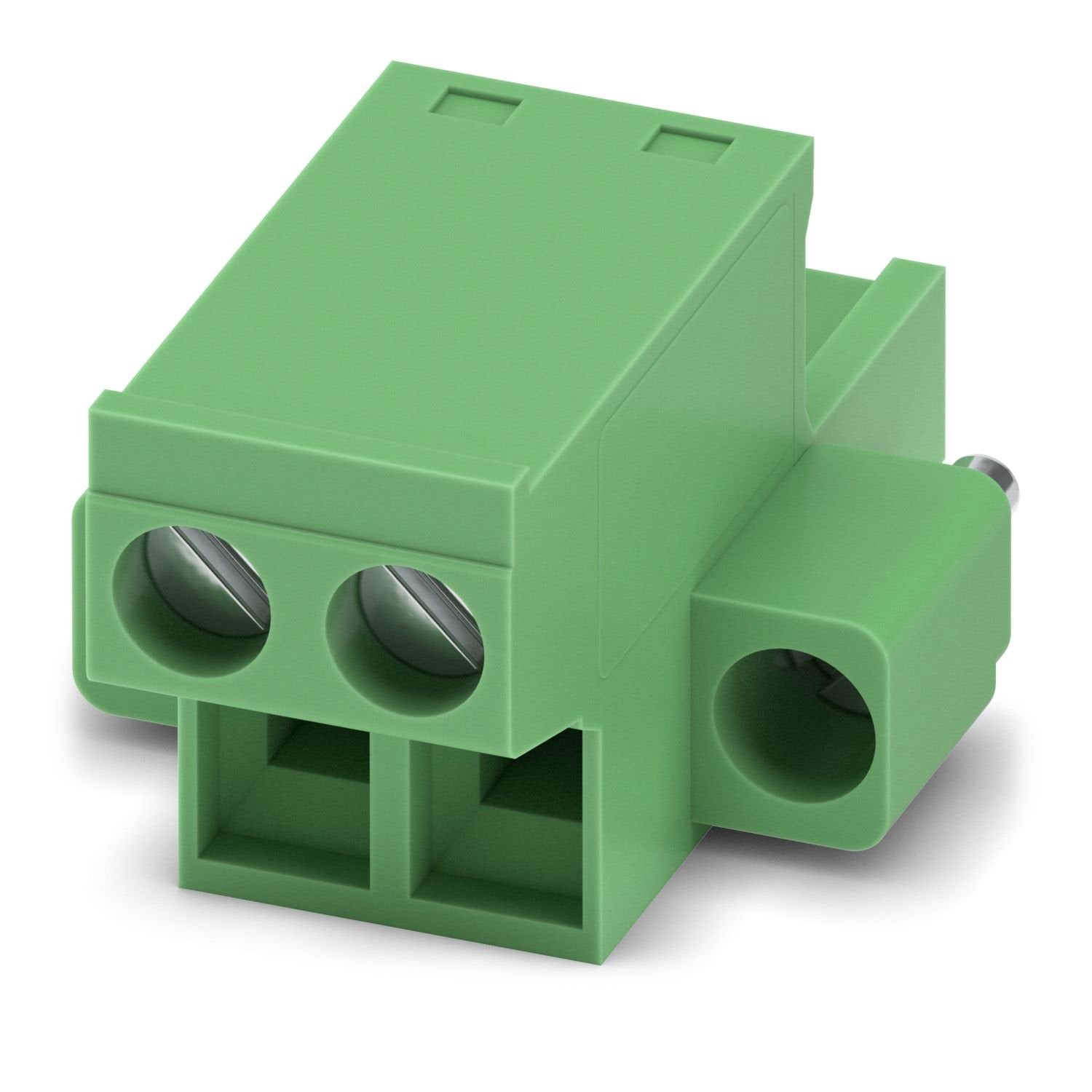 PCB connector, nominal cross section: 2.5 mm 2 , color: green, nominal current: 12 A, rated voltage (III/2): 320 V, contact surface: Sn, contact connection type: Socket, number of potentials: 2, number of rows: 1, number of positions: 2, number of connections: 2, product range: FRONT-MSTB 2,5/..-STF, pitch: 5.08 mm, connection method: Front screw connection, screw head form: L Slotted, conductor/PCB connection direction: 0 °, locking clip: - Locking clip, plug-in system: COMBICON MSTB 2,5, locking: Screw lo