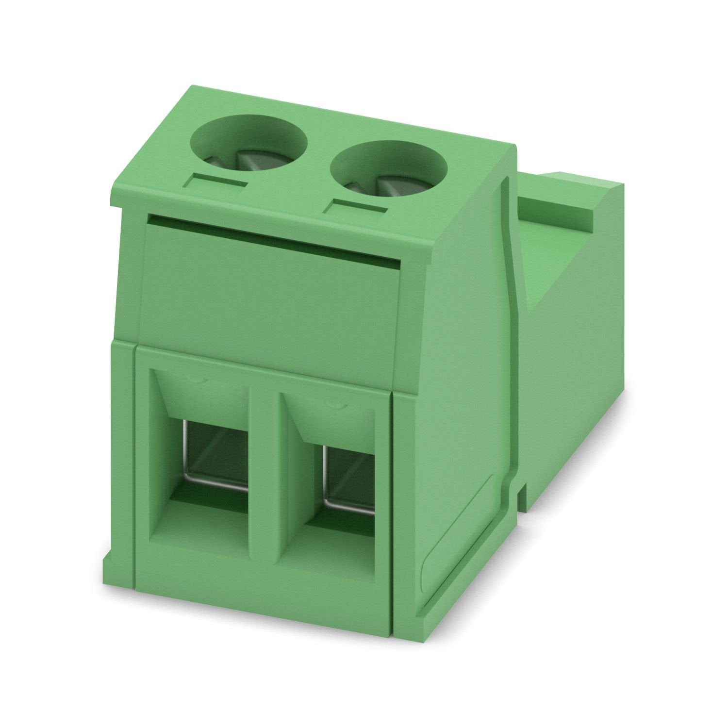 PCB connector, nominal cross section: 2.5 mm 2 , color: green, nominal current: 12 A, rated voltage (III/2): 320 V, contact surface: Sn, contact connection type: Pin, number of potentials: 2, number of rows: 1, number of positions: 2, number of connections: 2, product range: IC 2,5/..-ST, pitch: 5.08 mm, connection method: Screw connection with tension sleeve, screw head form: L Slotted, conductor/PCB connection direction: 0 °, locking clip: - without locking clip, plug-in system: COMBICON MSTB 2,5, locking