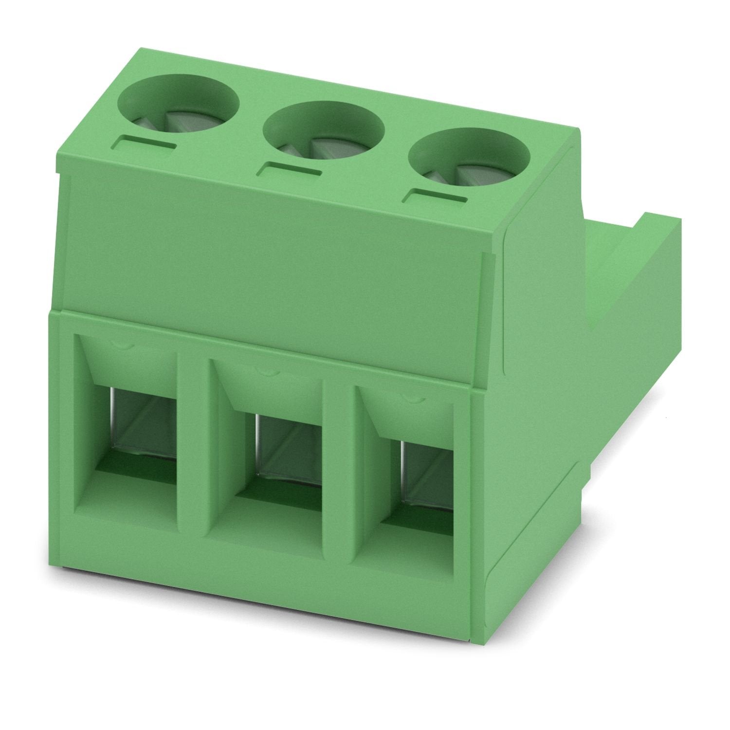 PCB connector, nominal cross section: 2.5 mm 2 , color: green, nominal current: 12 A, rated voltage (III/2): 320 V, contact surface: Sn, contact connection type: Socket, number of potentials: 3, number of rows: 1, number of positions: 3, number of connections: 3, product range: MSTB 2,5/..-ST, pitch: 5.08 mm, connection method: Screw connection with tension sleeve, screw head form: L Slotted, conductor/PCB connection direction: 0 °, locking clip: - Locking clip, plug-in system: COMBICON MSTB 2,5, locking: w