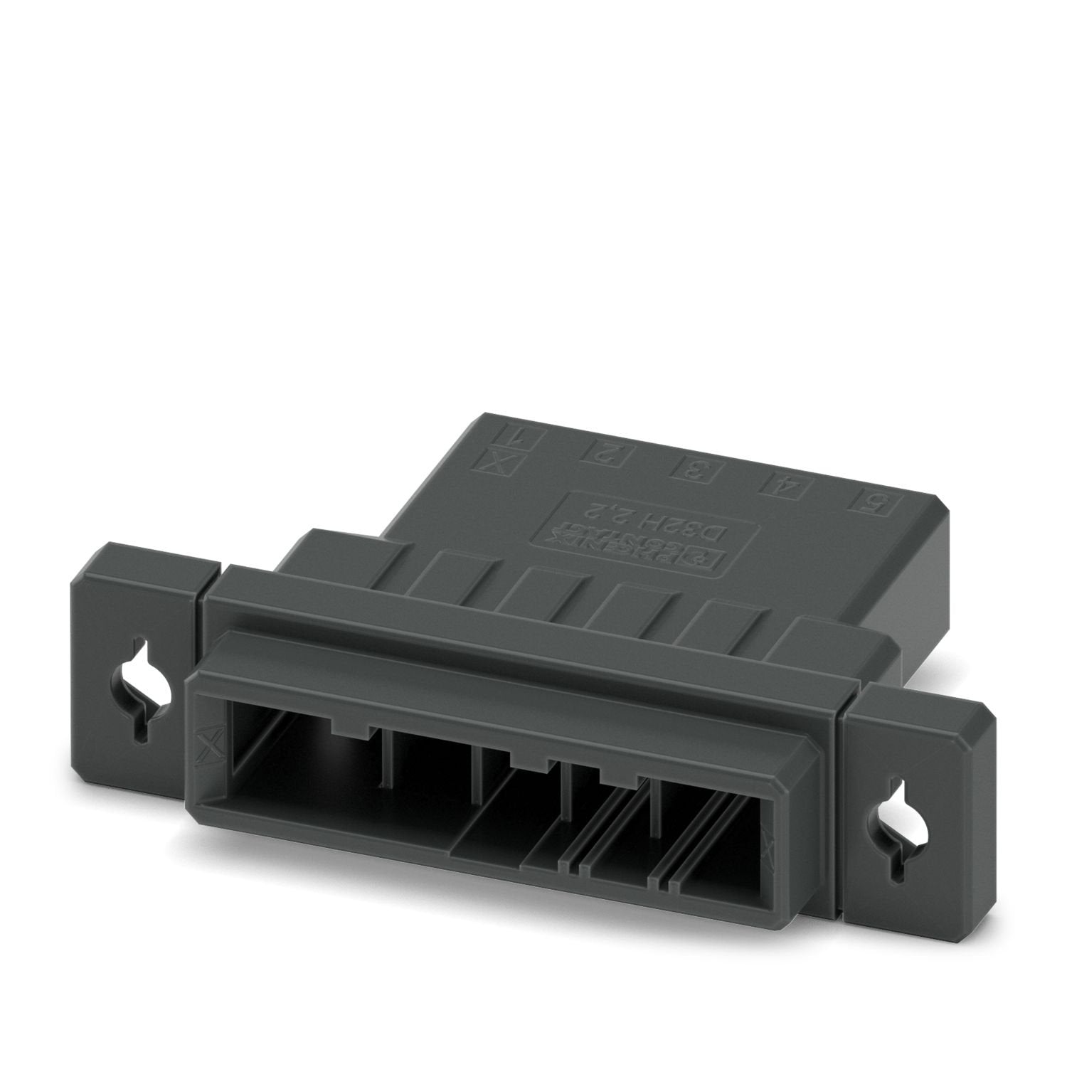 PCB connector, color: black, nominal current: 8 A, rated voltage (III/2): 320 V, contact surface: Sn, contact connection type: Pin, number of rows: 1, number of positions: 5, product range: D32H 2,2/..-PT, pitch: 5.08 mm, connection method: Crimp connection, conductor/PCB connection direction: 0 °, pin layout: Linear pinning, locking clip: - without locking clip, plug-in system: CONNEXIS D, Pin connector pattern alignment: Standard, locking: Snap-in locking, mounting method: Engagement nose, type of packagi