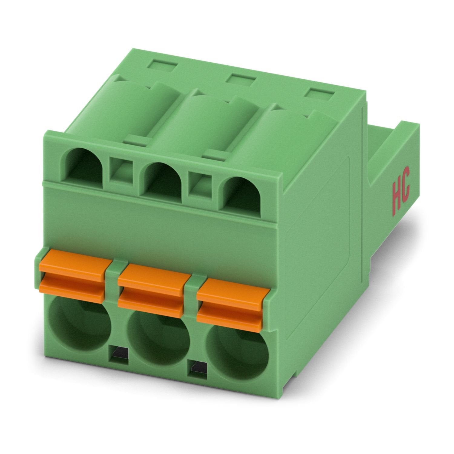 PCB connector, nominal cross section: 2.5 mm 2 , color: green, nominal current: 16 A, rated voltage (III/2): 320 V, contact surface: Sn, contact connection type: Socket, number of potentials: 3, number of rows: 1, number of positions: 3, number of connections: 3, product range: FKC 2,5 HC/..-ST, pitch: 5 mm, connection method: Push-in spring connection, conductor/PCB connection direction: 0 °, locking clip: - Locking clip, plug-in system: COMBICON MSTB 2,5 HC, locking: without, mounting method: without, typ