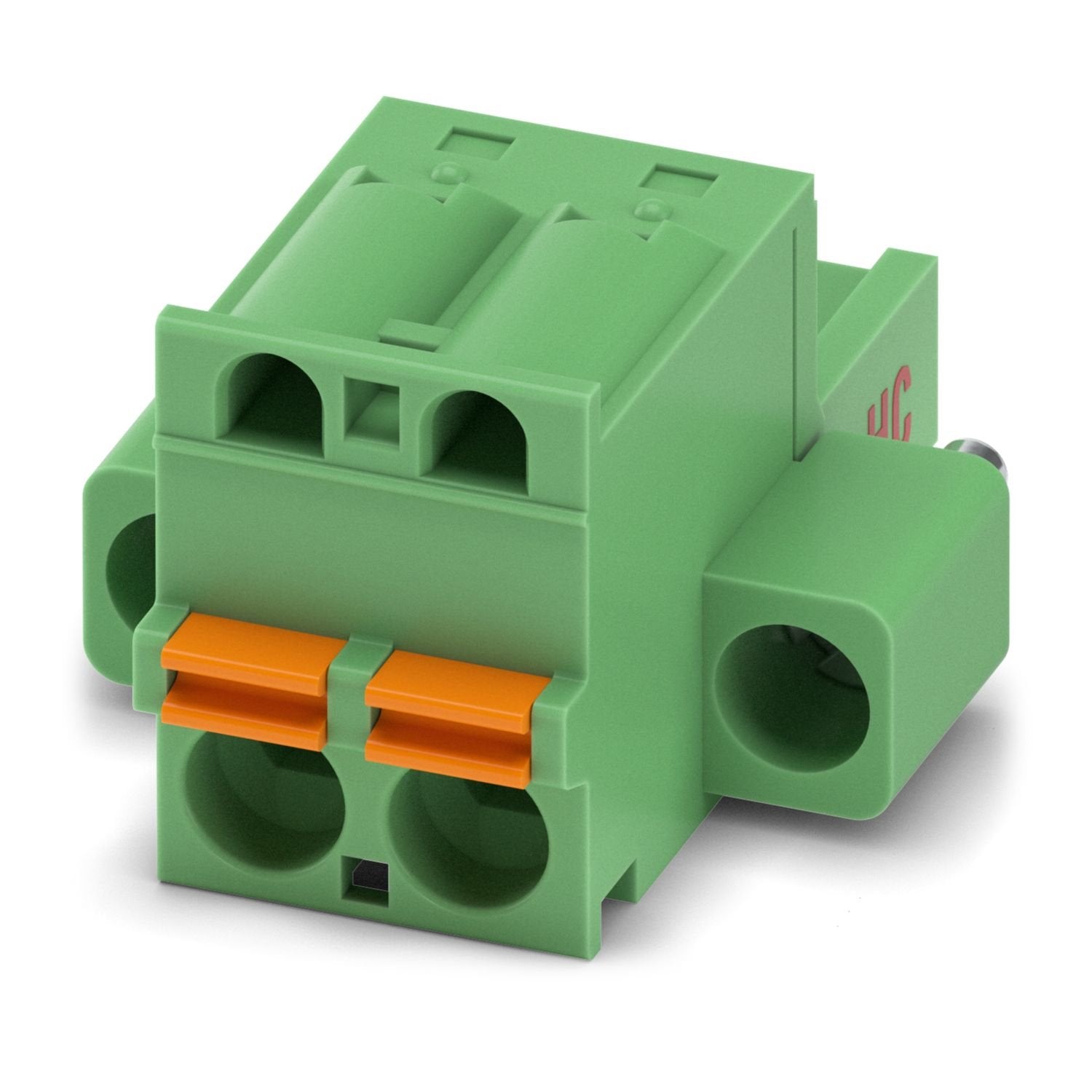 PCB connector, nominal cross section: 2.5 mm 2 , color: green, nominal current: 16 A, rated voltage (III/2): 320 V, contact surface: Sn, contact connection type: Socket, number of potentials: 2, number of rows: 1, number of positions: 2, number of connections: 2, product range: FKC 2,5 HC/..-STF, pitch: 5.08 mm, connection method: Push-in spring connection, conductor/PCB connection direction: 0 °, locking clip: - Locking clip, plug-in system: COMBICON MSTB 2,5 HC, locking: Screw locking mechanism, mounting 