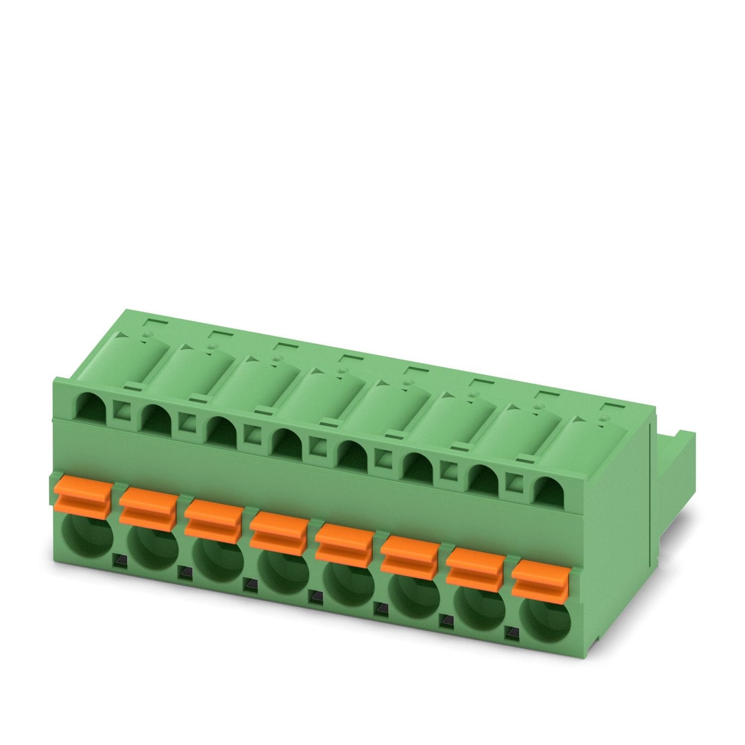 PCB connector, nominal cross section: 2.5 mm 2 , color: green, nominal current: 12 A, rated voltage (III/2): 320 V, contact surface: Sn, contact connection type: Socket, number of potentials: 8, number of rows: 1, number of positions: 8, number of connections: 8, product range: FKC 2,5/..-ST, pitch: 5.08 mm, connection method: Push-in spring connection, conductor/PCB connection direction: 0 °, locking clip: - Locking clip, plug-in system: COMBICON MSTB 2,5, locking: without, mounting method: without, type o