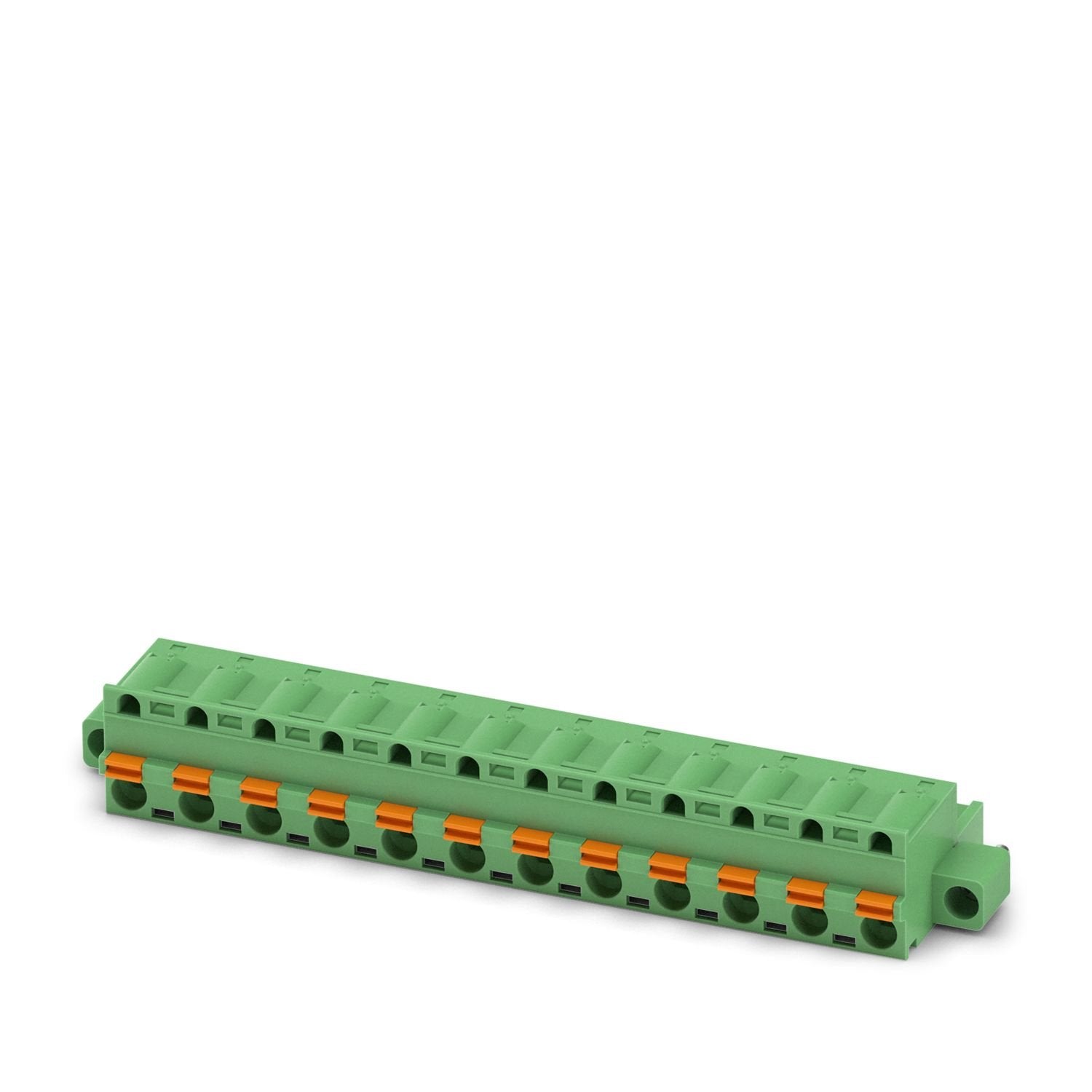 PCB connector, nominal cross section: 2.5 mm 2 , color: green, nominal current: 12 A, rated voltage (III/2): 630 V, contact surface: Sn, contact connection type: Socket, number of potentials: 12, number of rows: 1, number of positions: 12, number of connections: 12, product range: GFKC 2,5/..-STF, pitch: 7.62 mm, connection method: Push-in spring connection, conductor/PCB connection direction: 0 °, locking clip: - Locking clip, plug-in system: COMBICON MSTB 2,5, locking: Screw locking mechanism, mounting me