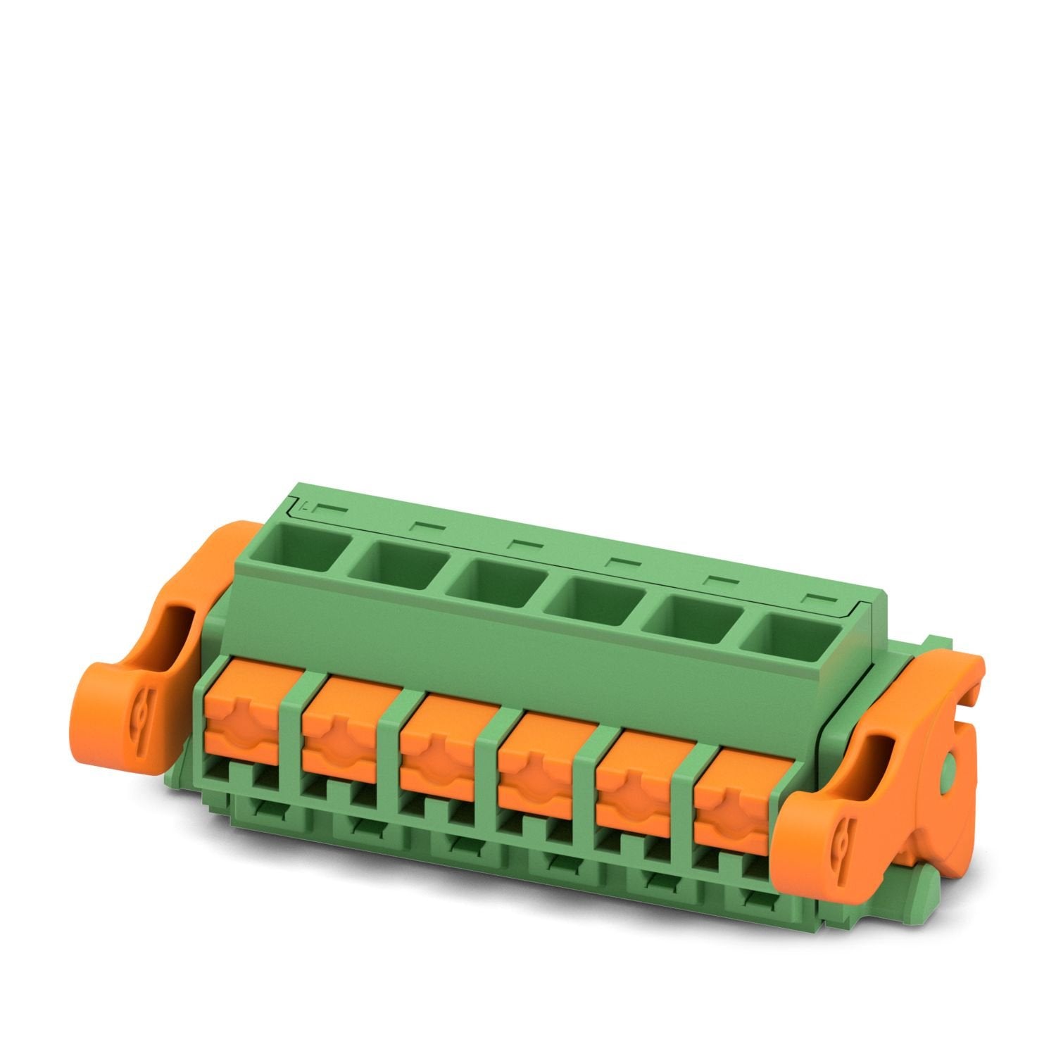 PCB connector, nominal cross section: 2.5 mm 2 , color: green, nominal current: 12 A, rated voltage (III/2): 320 V, contact surface: Sn, contact connection type: Socket, number of potentials: 6, number of rows: 1, number of positions: 6, number of connections: 6, product range: FKCOR 2,5/..-ST-LR, pitch: 5.08 mm, connection method: Push-in spring connection, conductor/PCB connection direction: 90 °, locking clip: - Locking clip, plug-in system: COMBICON MSTB 2,5, locking: Lock-and-release locking system, mo